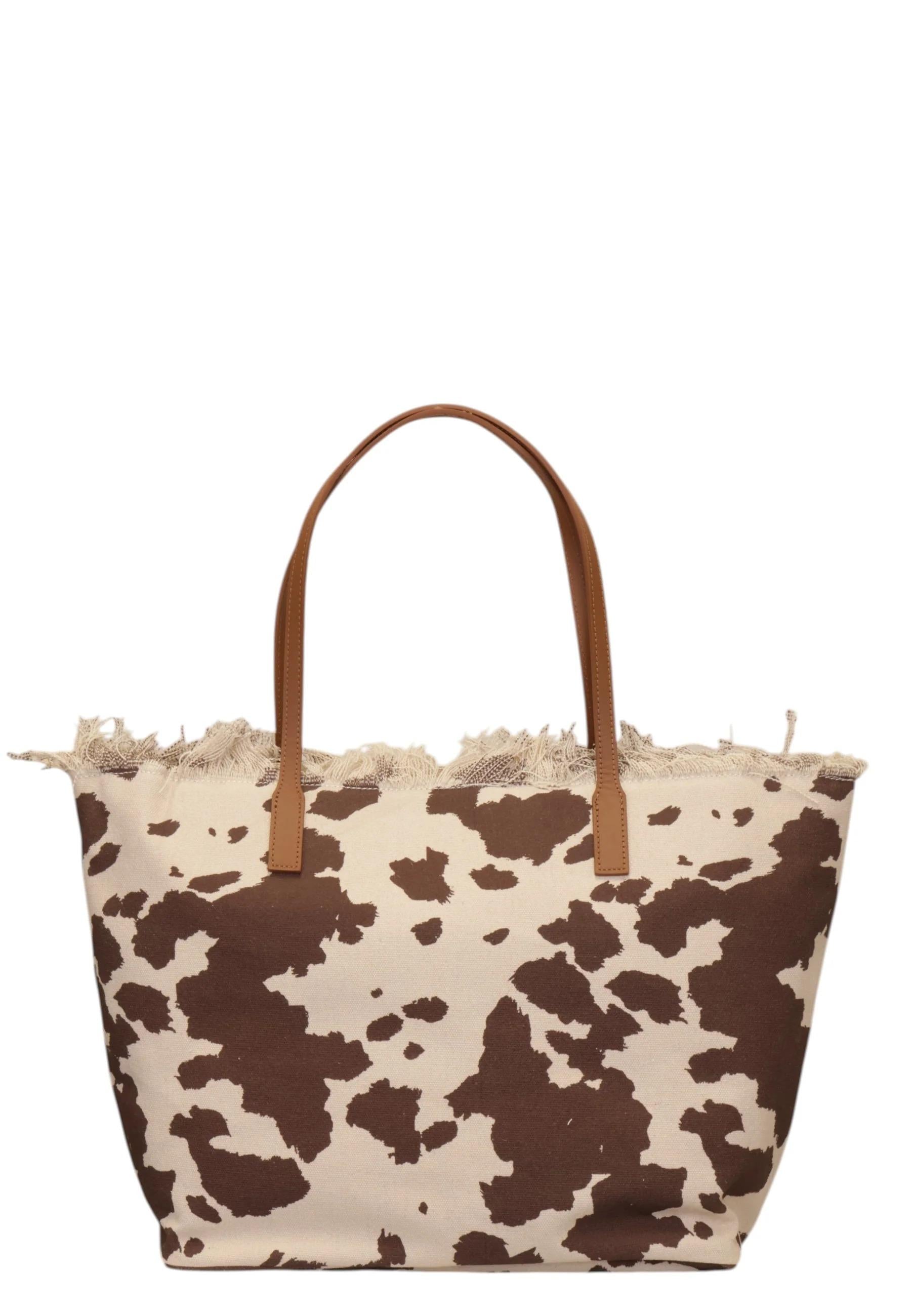 Borsa shopper City medium cow west in canvas con frange CBMF001 01750L MC2 SAINT BARTH 