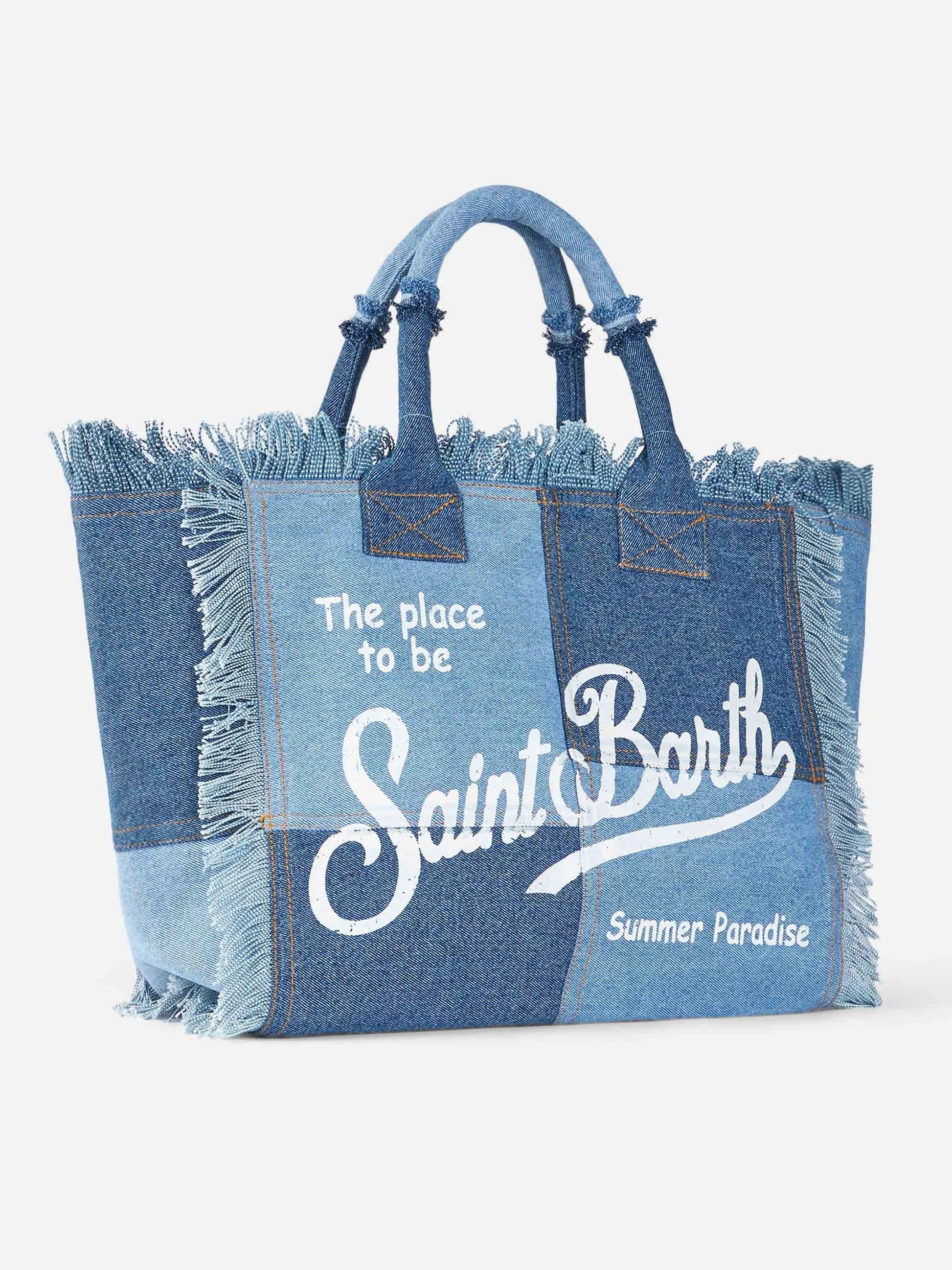 Borsa a spalla Vanity in canvas di cotone denim patchwork VANI001 00402L MC2 SAINT BARTH 