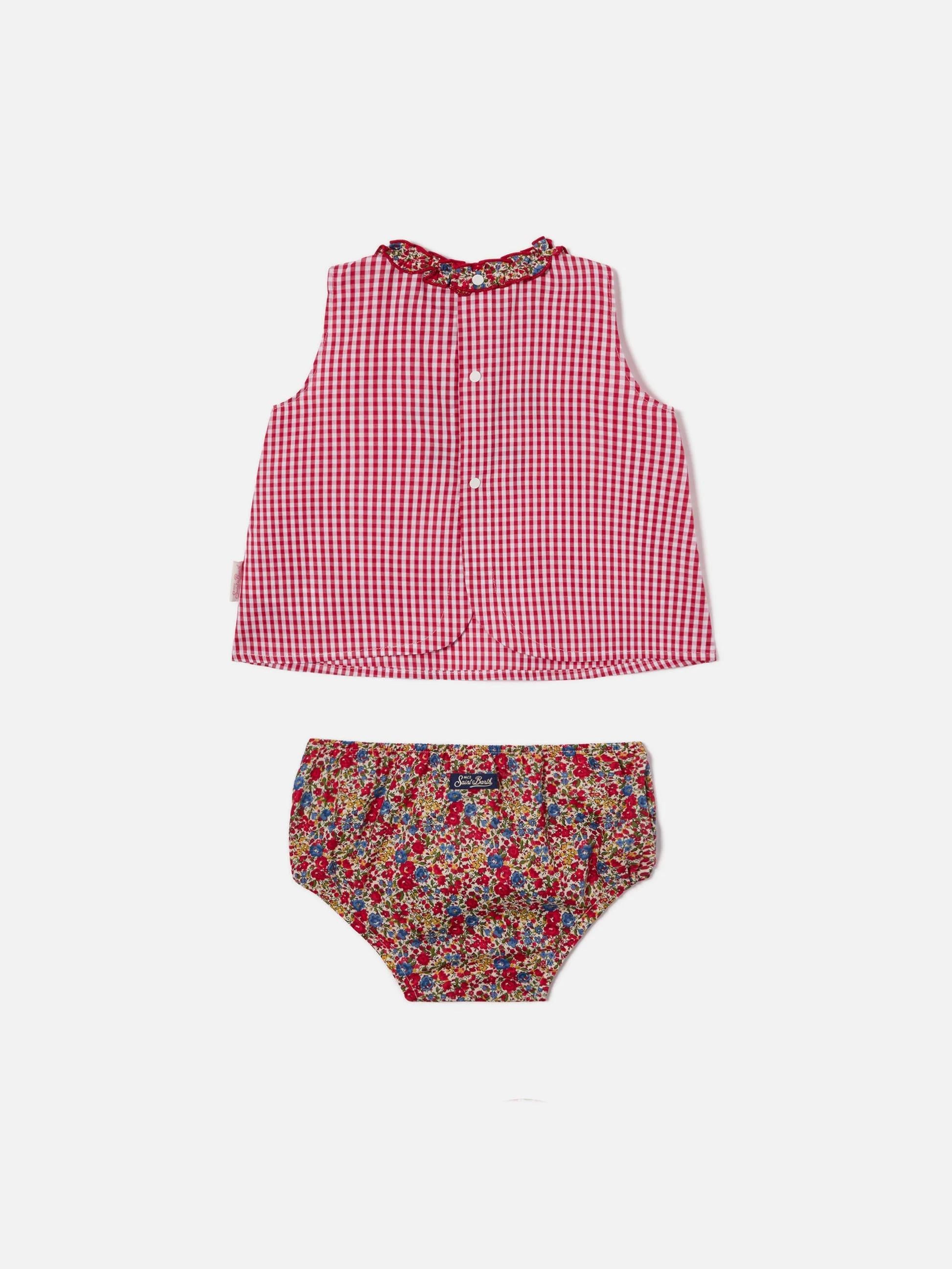 Set Abbie scamiciato e copri pannolino con ricamo Piccola peste | Made with Liberty Fabric ABB0002 03255L MC2 SAINT BARTH 