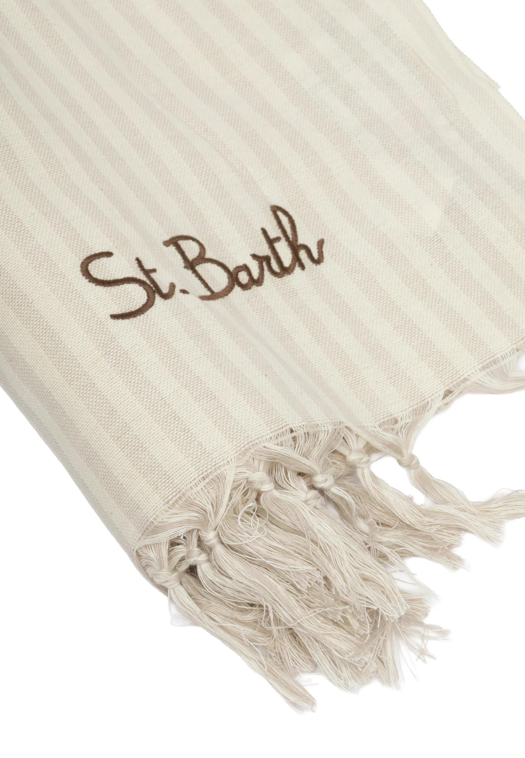 Mc2 Saint Barth Telo Mare Fouta In Cotone A Righe Beige FOUL002/00658L FOUL002 00658L MC2 SAINT BARTH 