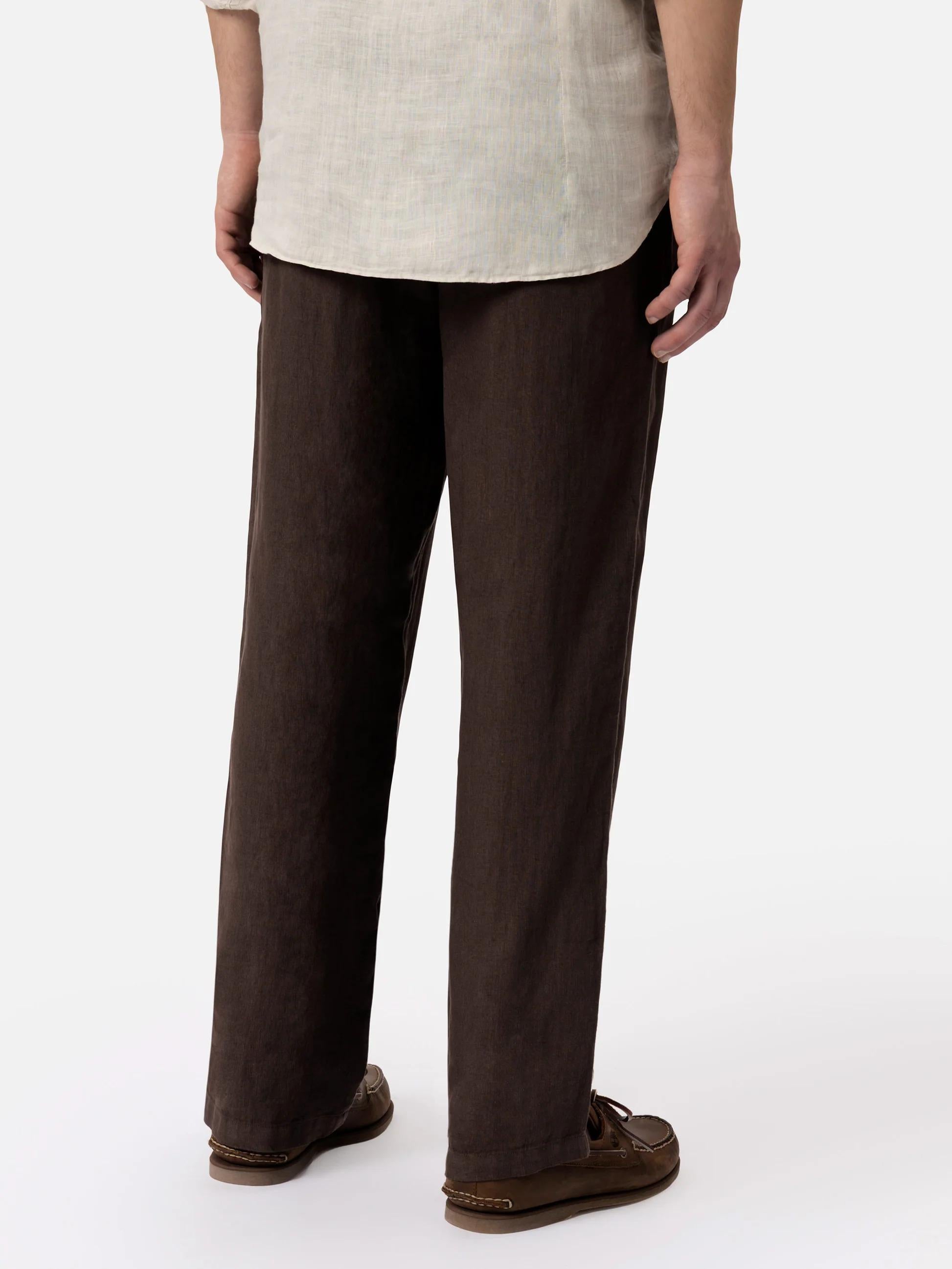 Pantaloni in lino marroni Calais con coulisse CAA0001 00920L MC2 SAINT BARTH 
