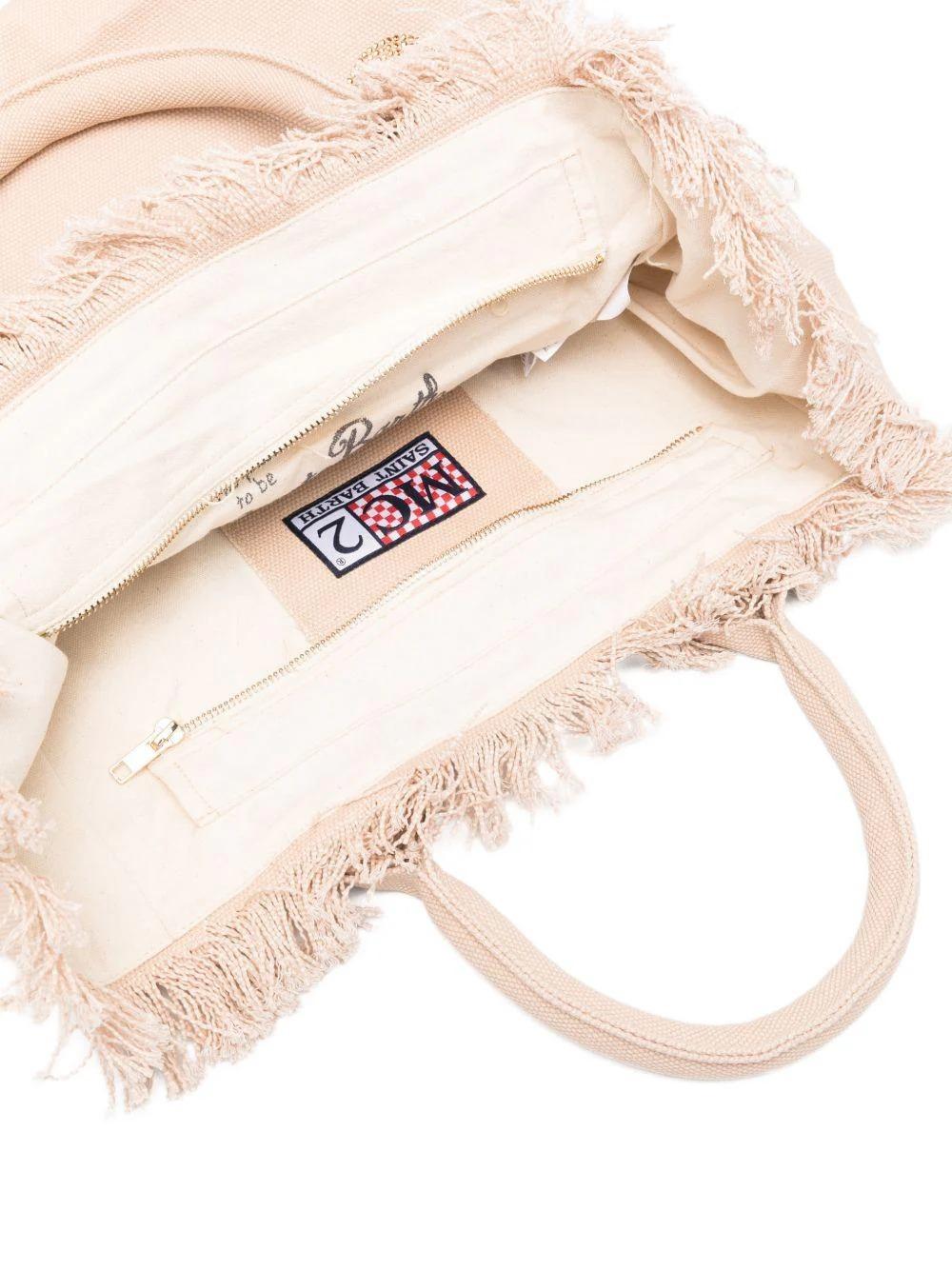 Borsa Vanity MC2 Saint Barth beige con logo glitterato VANI00100267L VANI001 00267L MC2 SAINT BARTH 