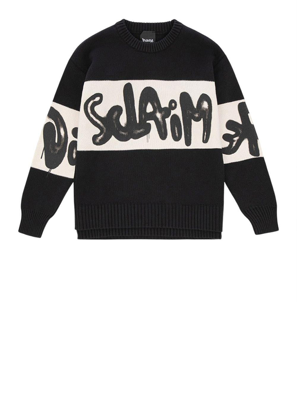 Maglia girocollo in tricot disclaimer nera 25IDS55201 NERO DISCLAIMER 