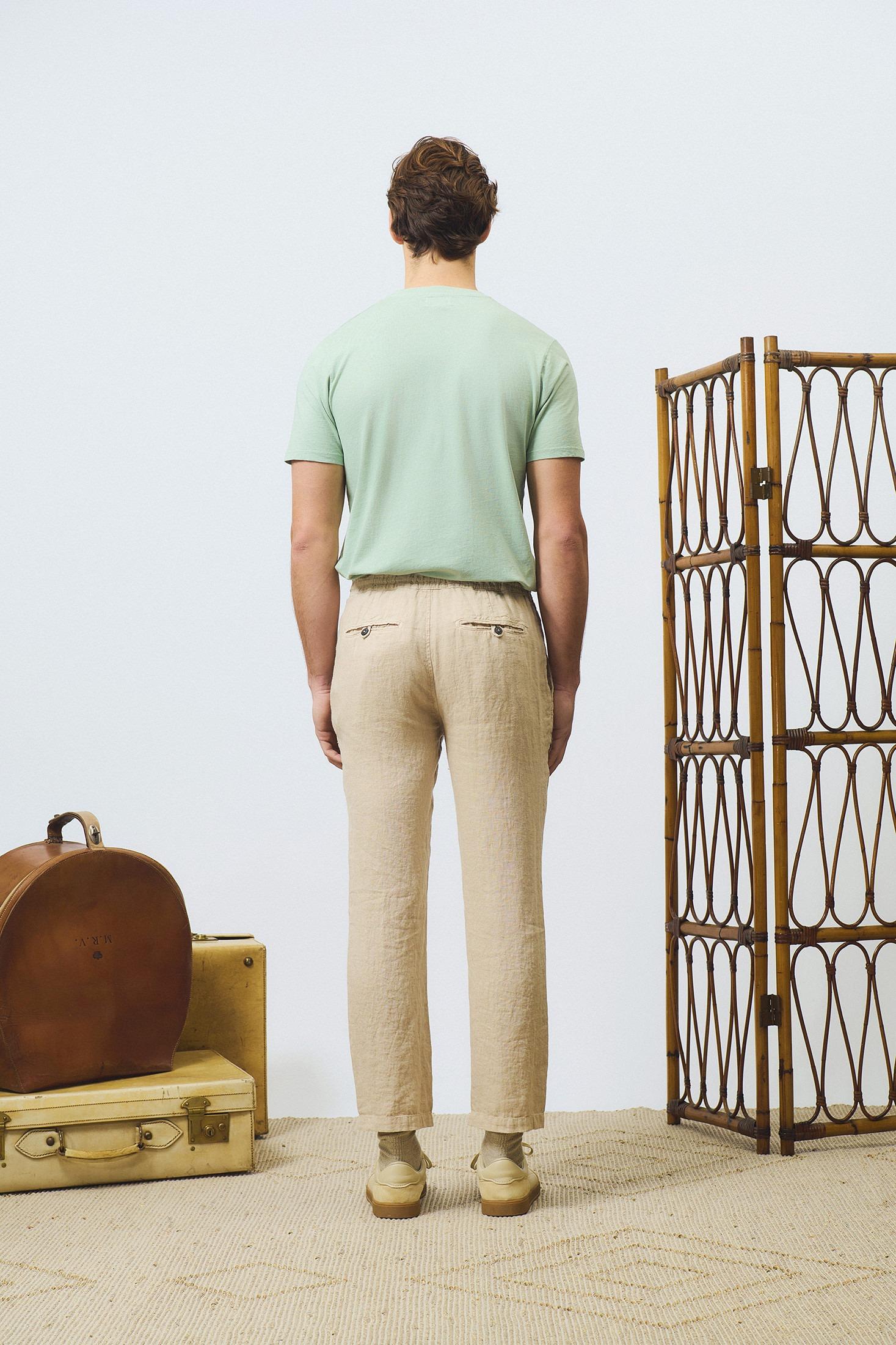 Pantalone portofino heavy linen dyed Beige RRU90301P4230569 C0105 ROY ROGER'S 