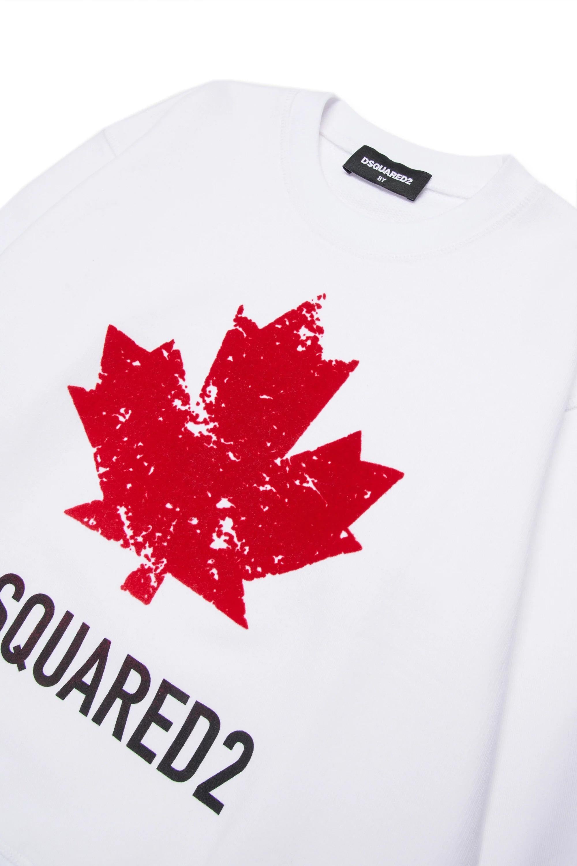 DSQUARED2<BR/>Felpa girocollo con logo Sport bianca DQ3005-D00ZF DQ100 DSQUARED KID 