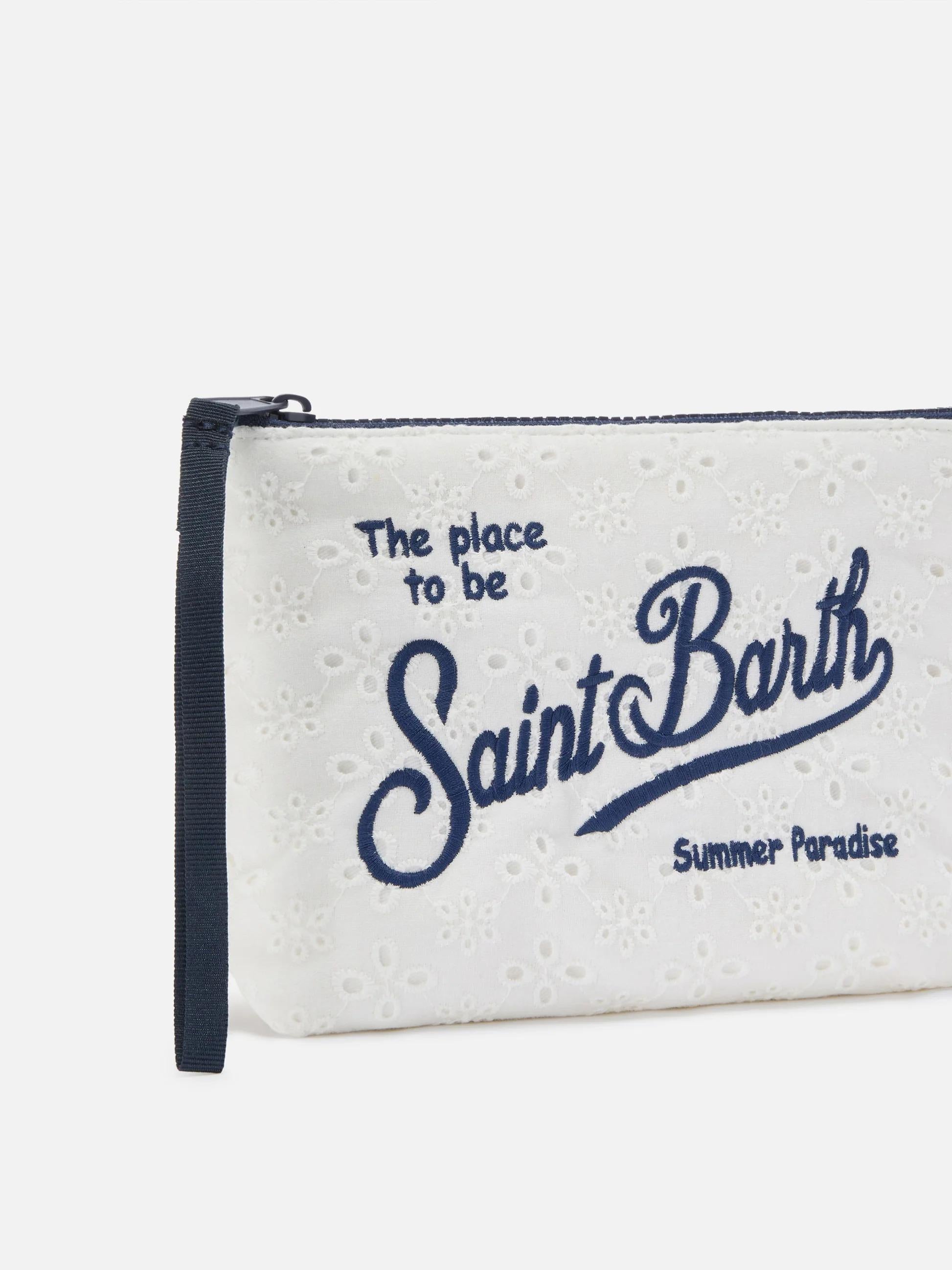 Pochette Aline in cotone sangallo bianca ALI0045 00238L MC2 SAINT BARTH 