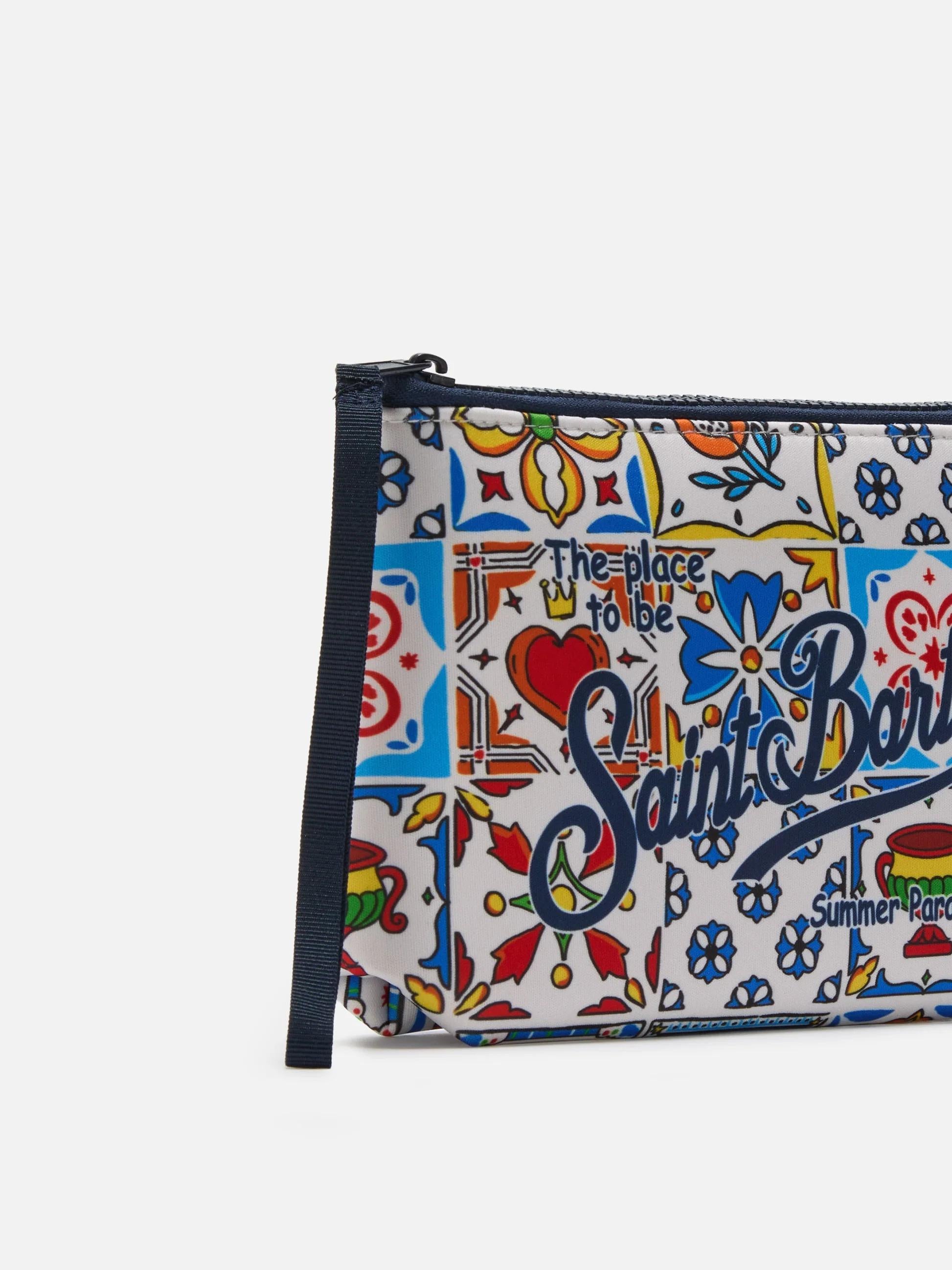 Pochette Aline in scuba con stampa maiolica ALIN001 07705L MC2 SAINT BARTH 