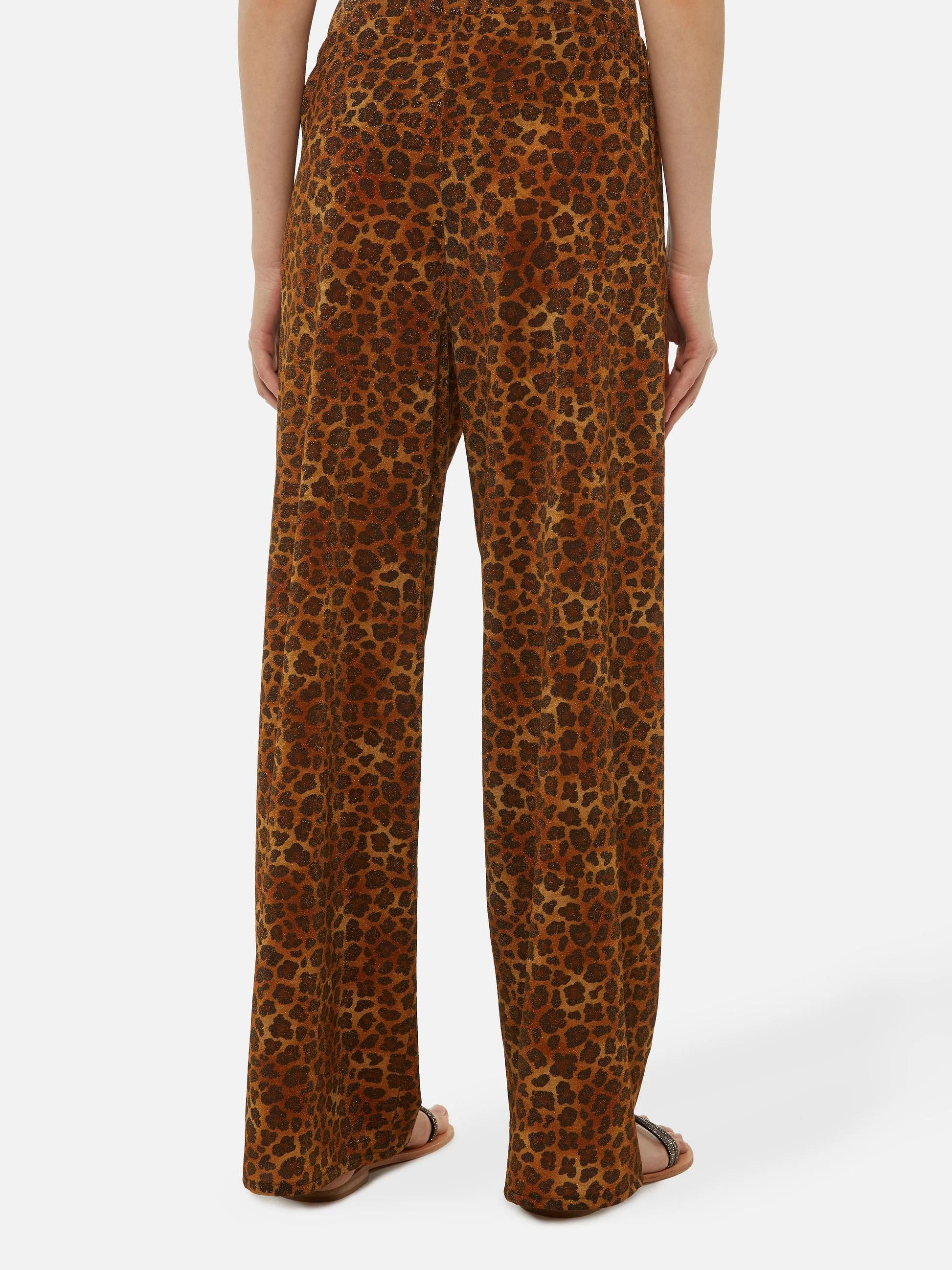 Pantaloni a gamba larga Amalia in lurex leopardato AML001 00091L MC2 SAINT BARTH 