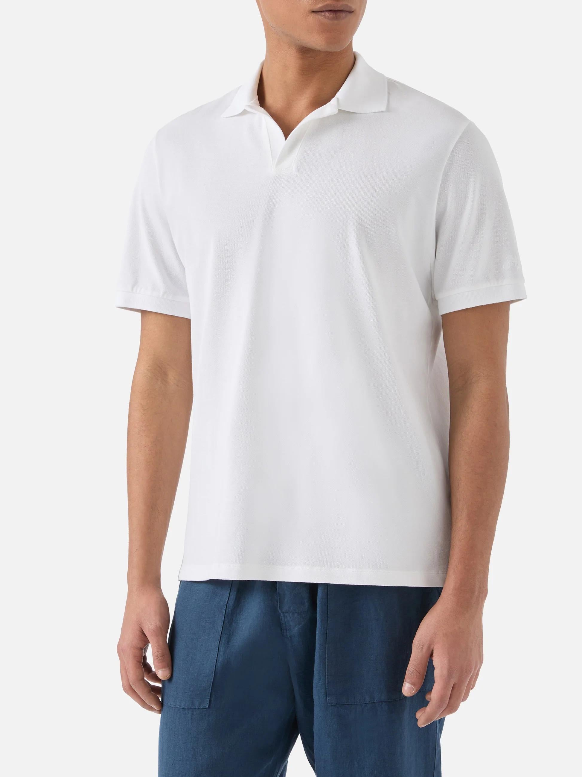 Polo Charles in piquet di cotone bianco CHS0001 00123L MC2 SAINT BARTH 