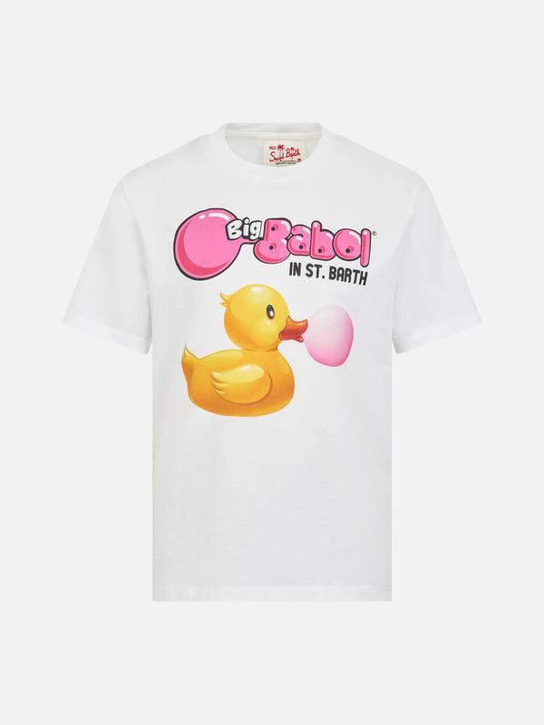 T-shirt da bambino in cotone con stampa papera Big Babol TSH0001 03573H MC2 SAINT BARTH 