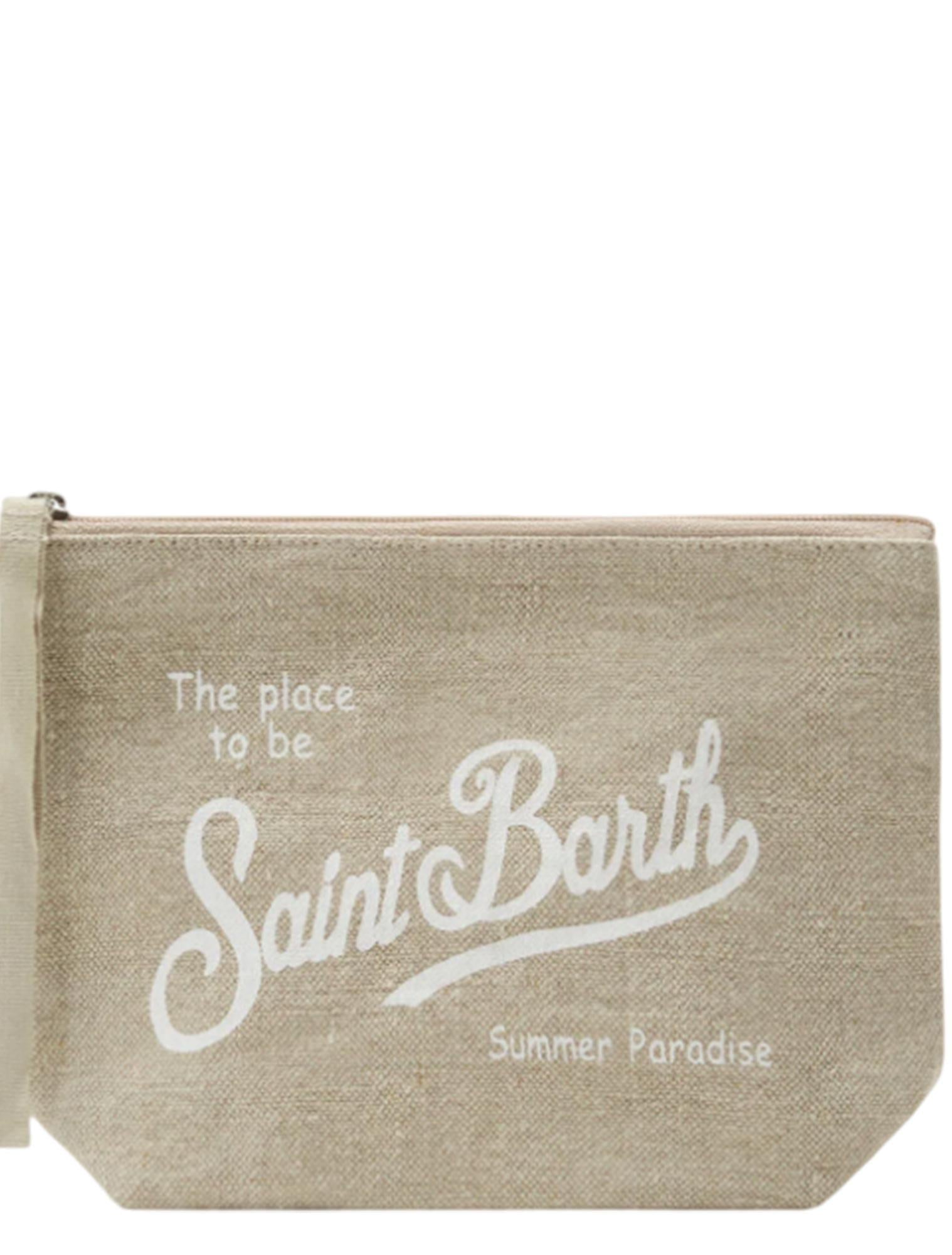 Saint Barth<BR/>Pochette Aline Linen Beige ALI0004 01139L MC2 SAINT BARTH 