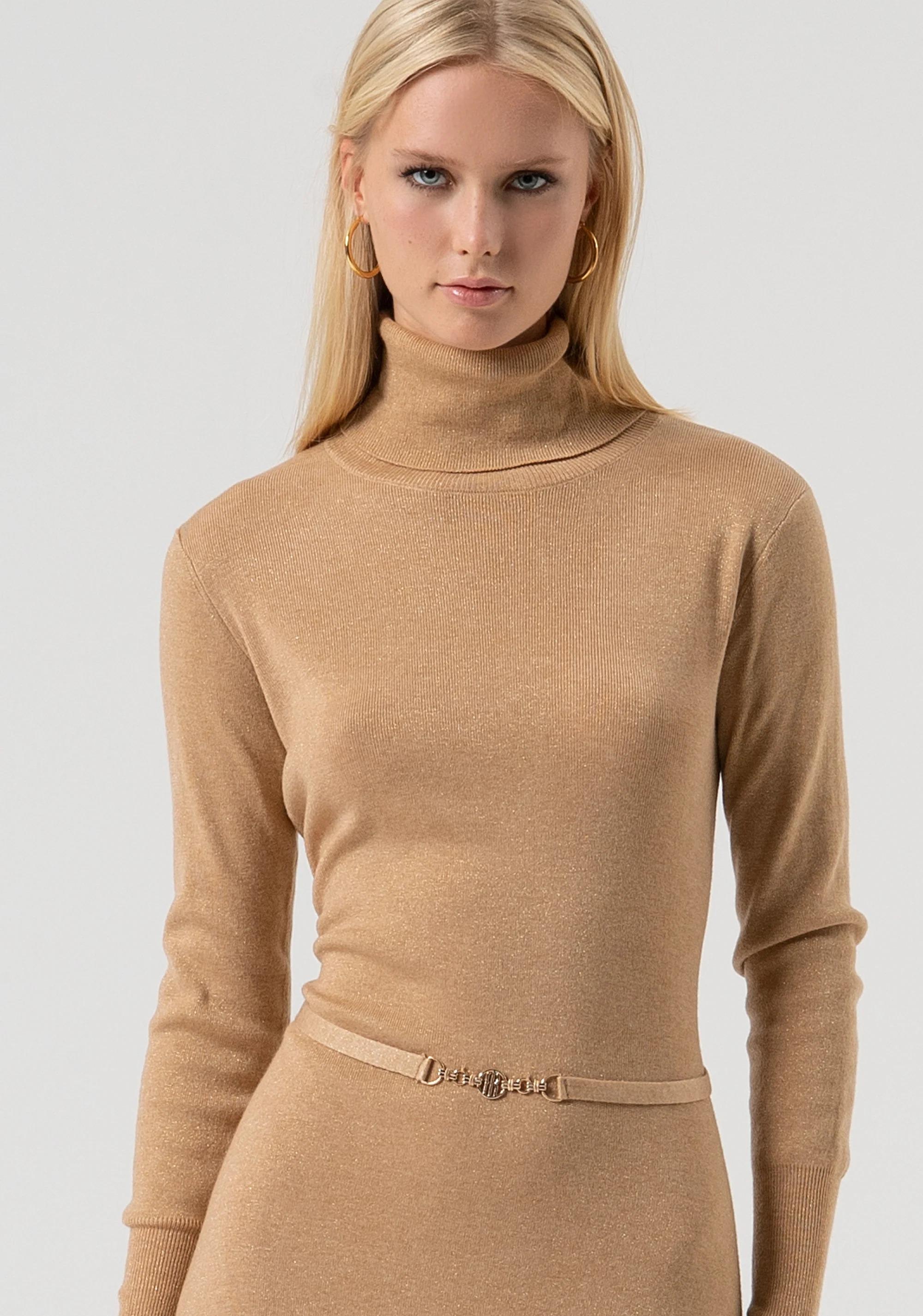 Abito flare midi in maglia con lana e lurex biscuit FR25WD5004K459Q7 S81 FRACOMINA 