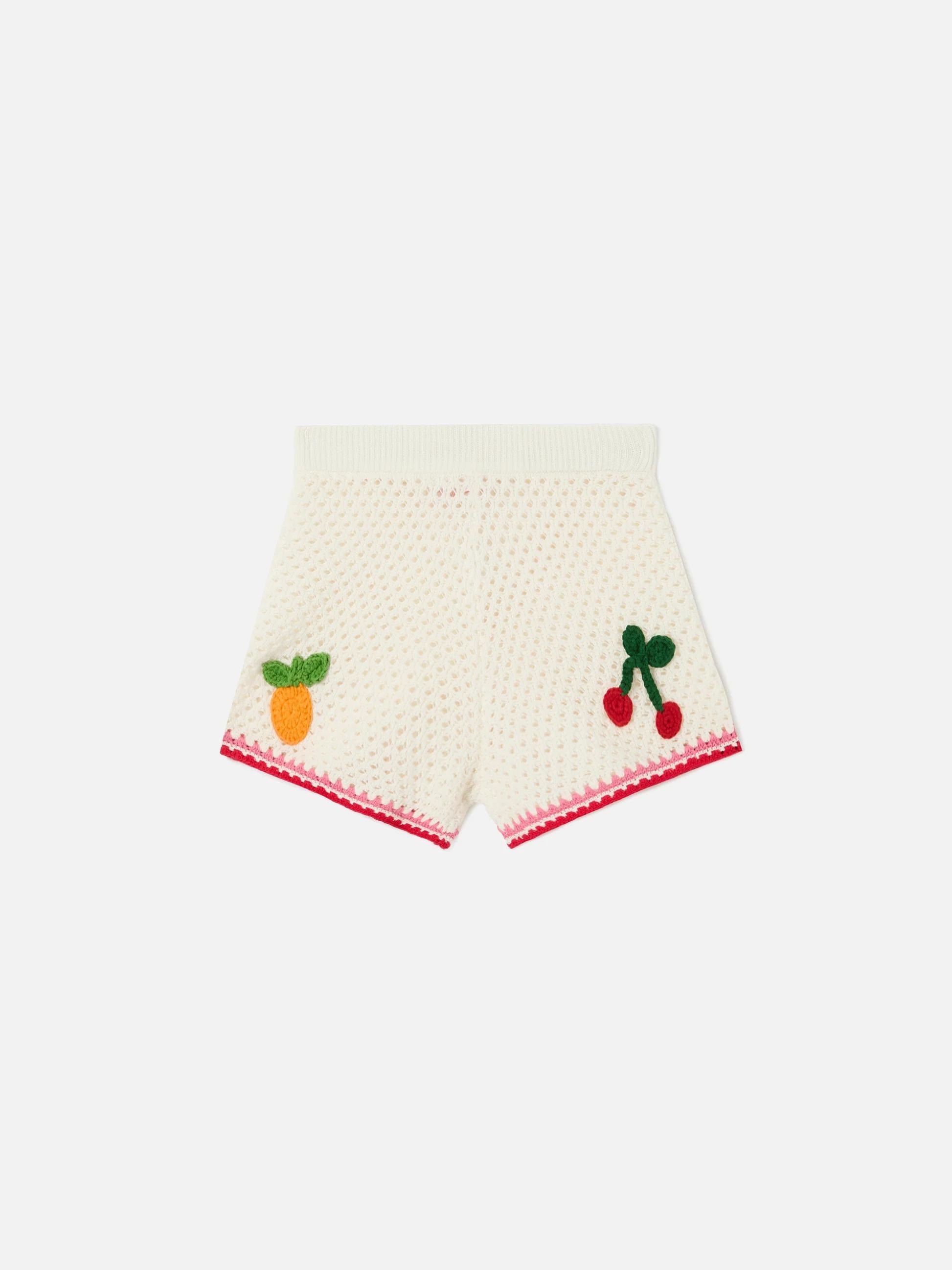 Short Yvette Jr in misto cotone bianco con patch ricamate YVT0002 00264L MC2 SAINT BARTH 
