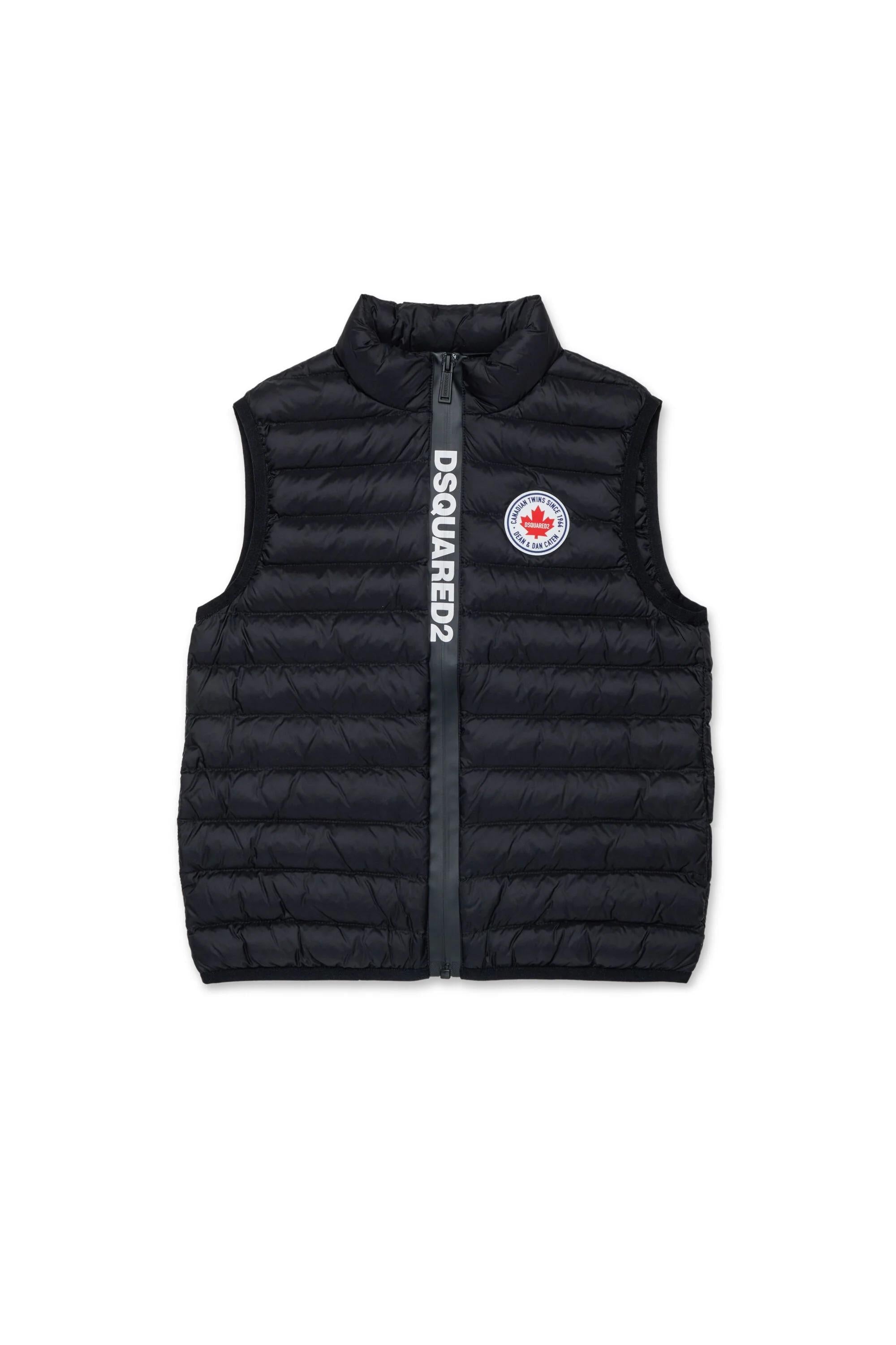 DSQUARED2<BR/>Giubbotto imbottito con logo stampato nero DQ3231-D0ABC DQ900 DSQUARED KID 