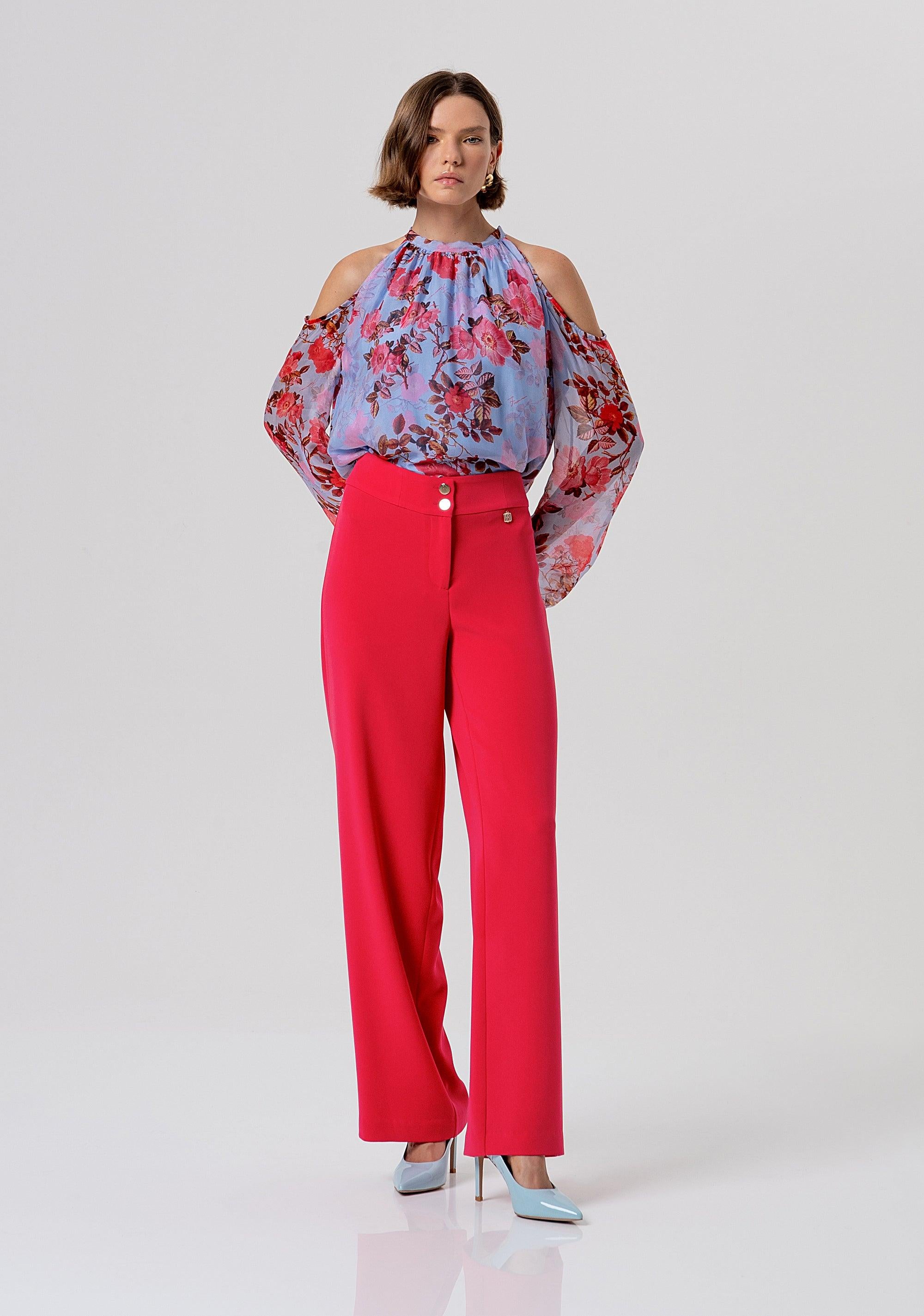 Pantalone flare a palazzo cherry FR26SV3002W83001 101 FRACOMINA 