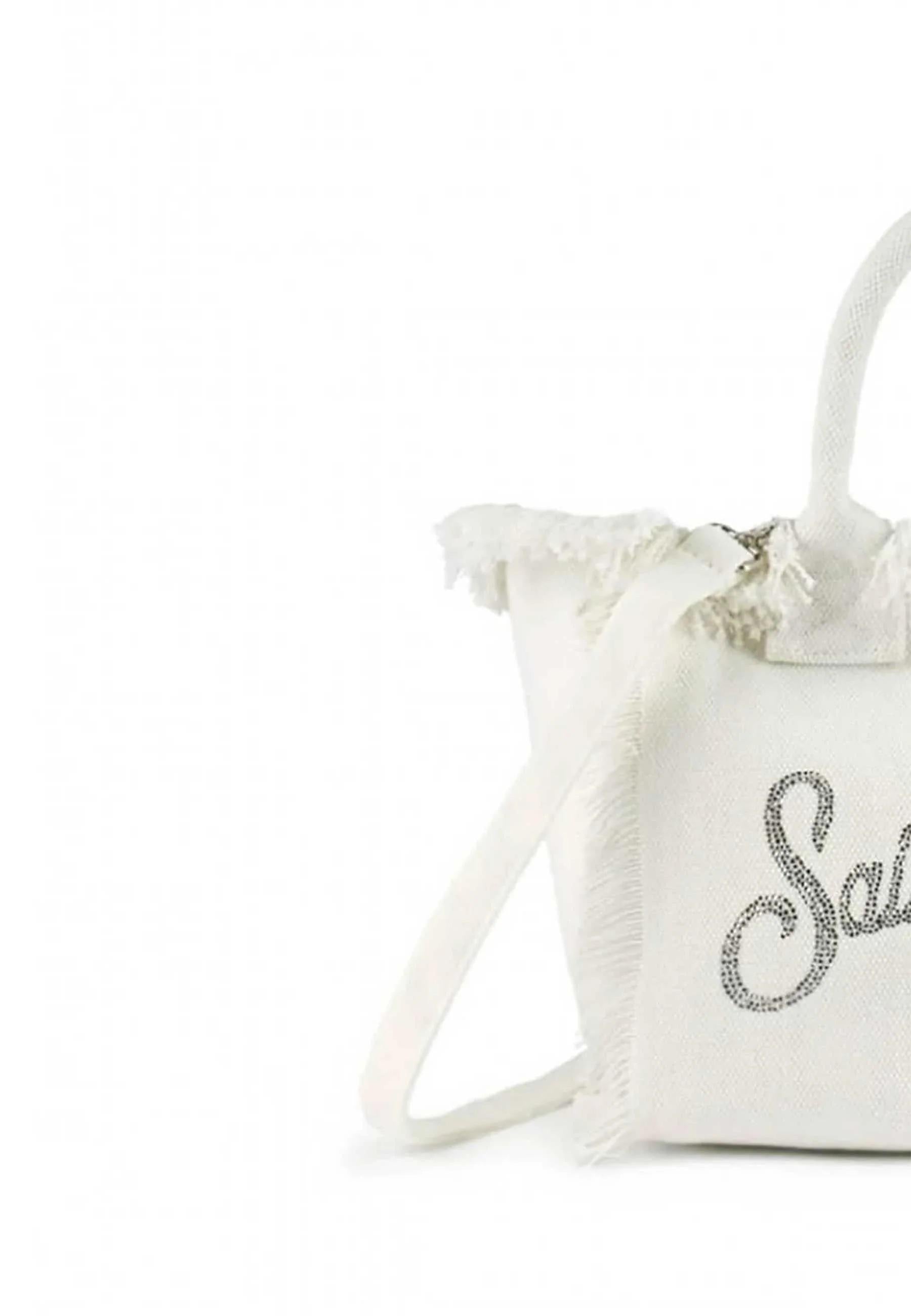Mc2 saint barth Borsa Vanity Mini Bianca con Logo Strass Argento VAMI001 02571L MC2 SAINT BARTH 
