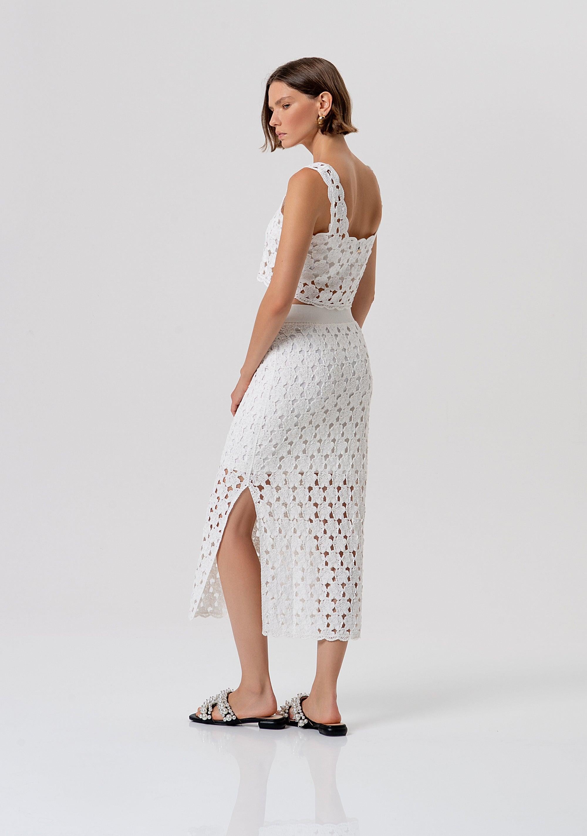 Gonna slim a tubino midi in maglia CREAM FR26SG4008K488R6 108 FRACOMINA 