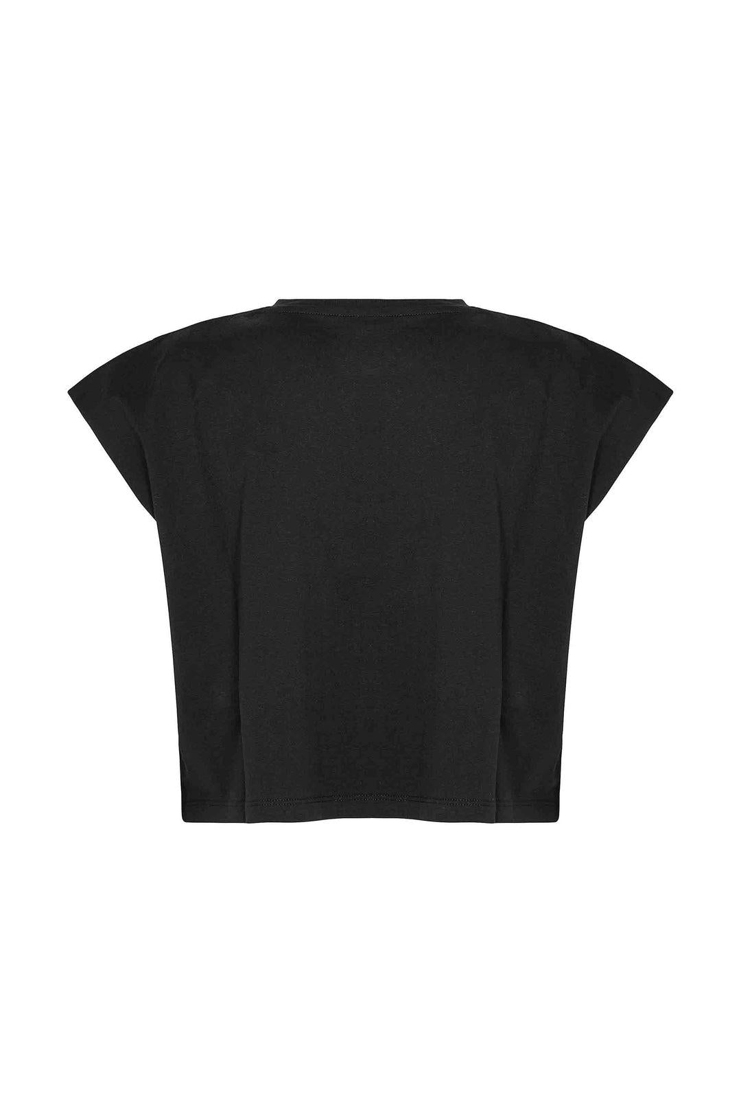 T-shirt AKEP con ricamo sulle spalle nera