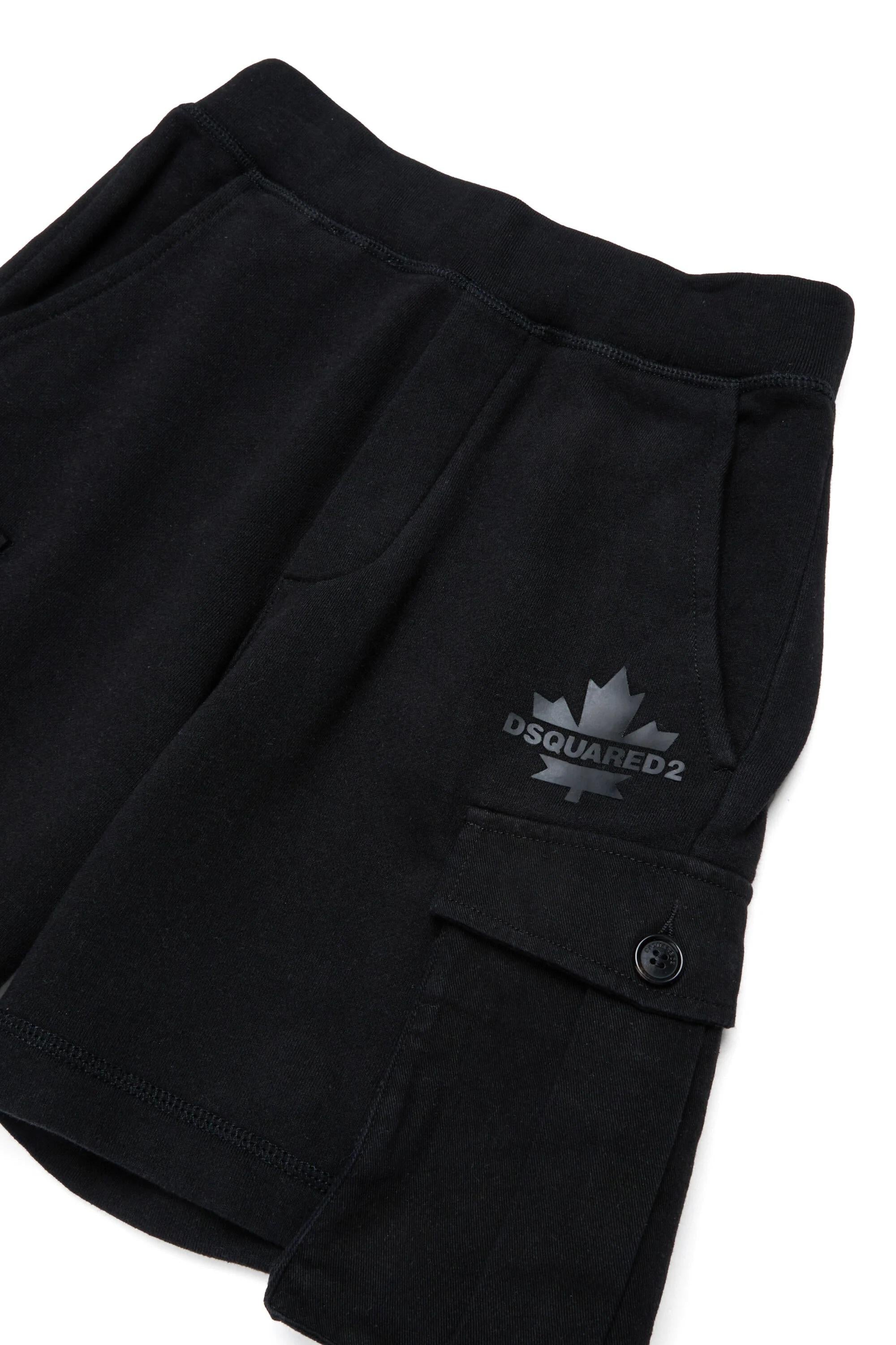 Bermuda cargo in felpa nero DQ2720 Dsquared kid DQ2720-D0AC6 DQ900 DSQUARED KID 