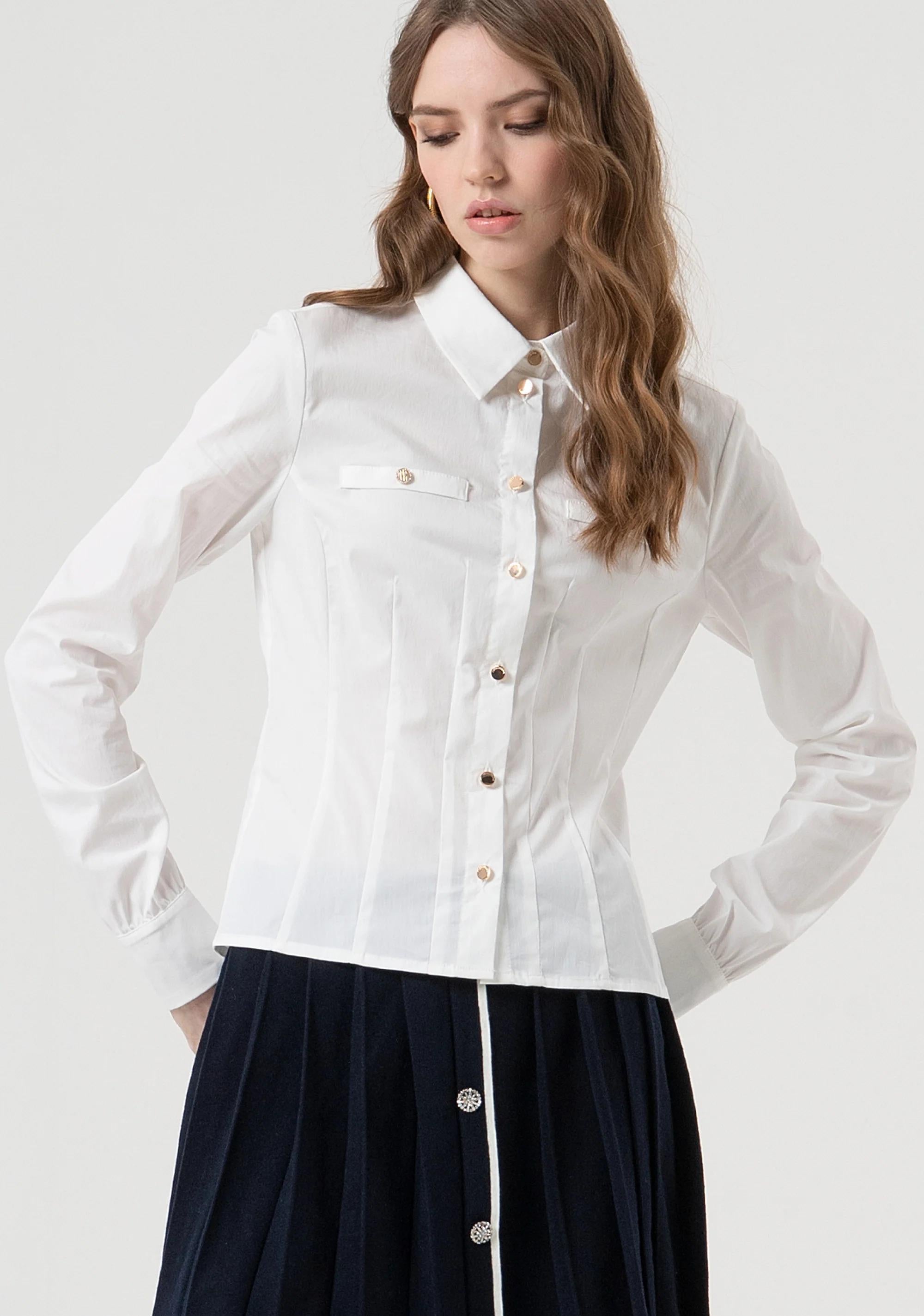 Fracomina Camicia regular in popeline stretch white FR25WT6016W80101 278 FRACOMINA 
