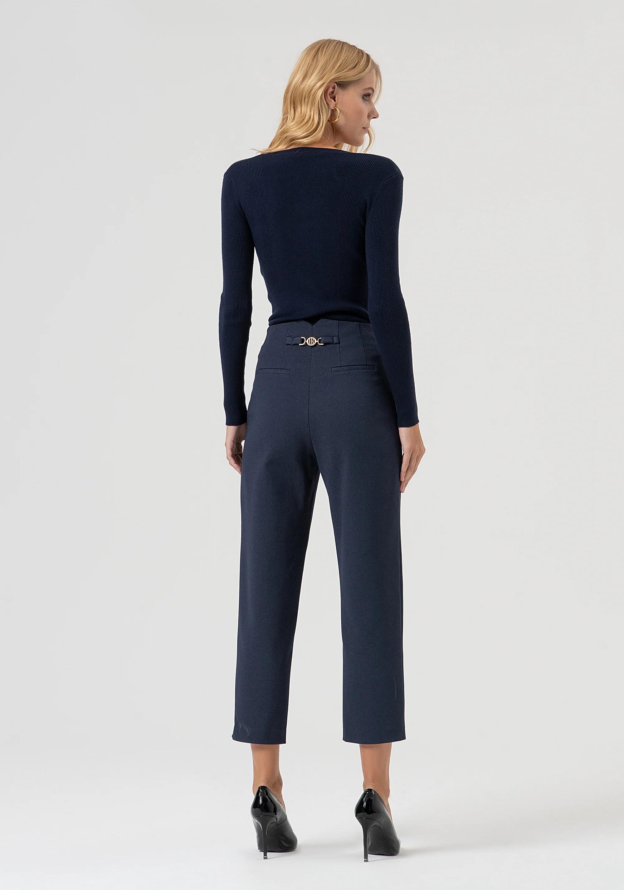 Fracomina Pantalone slim a quadretti dark blue FR25WV1009W72701 117 FRACOMINA 