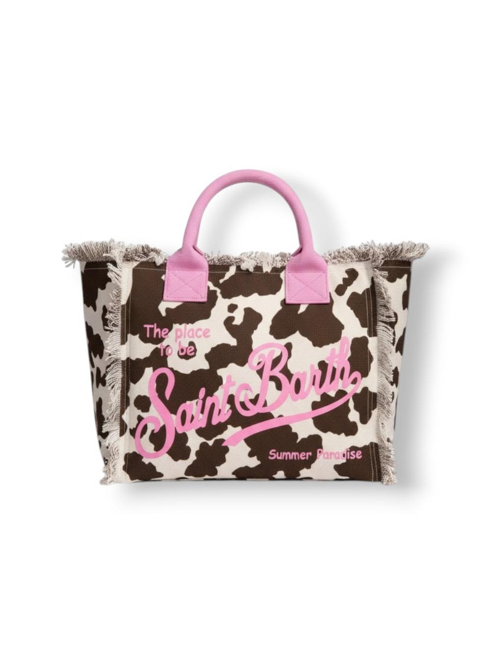 Borsa "Vanity" Saint Barth muccata con manici rosa VANI001 00327L MC2 SAINT BARTH 