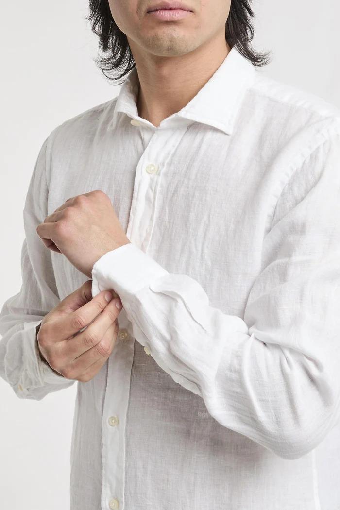 Roy Roger's Camicia Riviera in lino optic white RVU099P4220569 C0014 ROY ROGER'S 