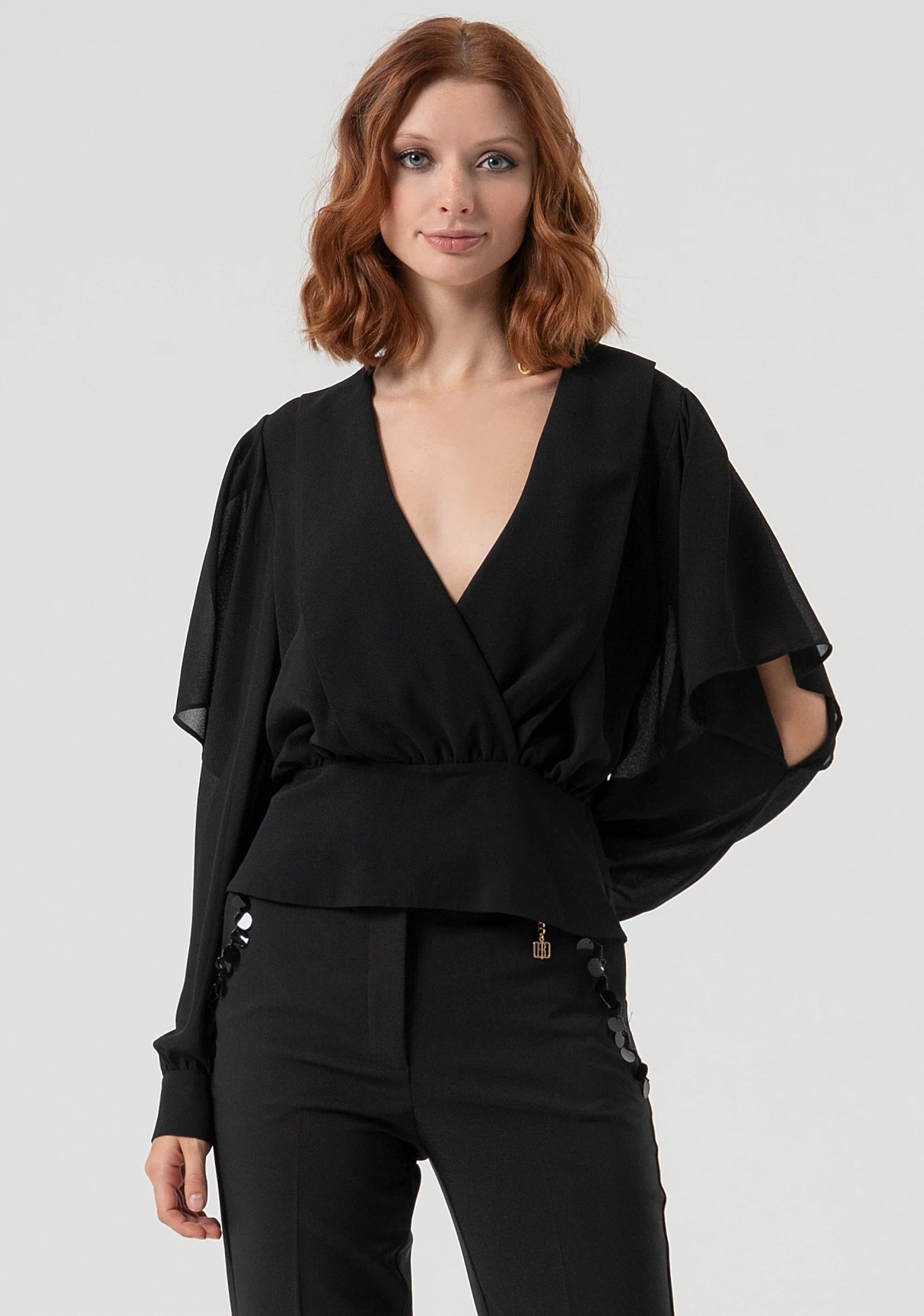 Blusa regular in georgette black FQ25WT1005W41201 053 FRACOMINA 
