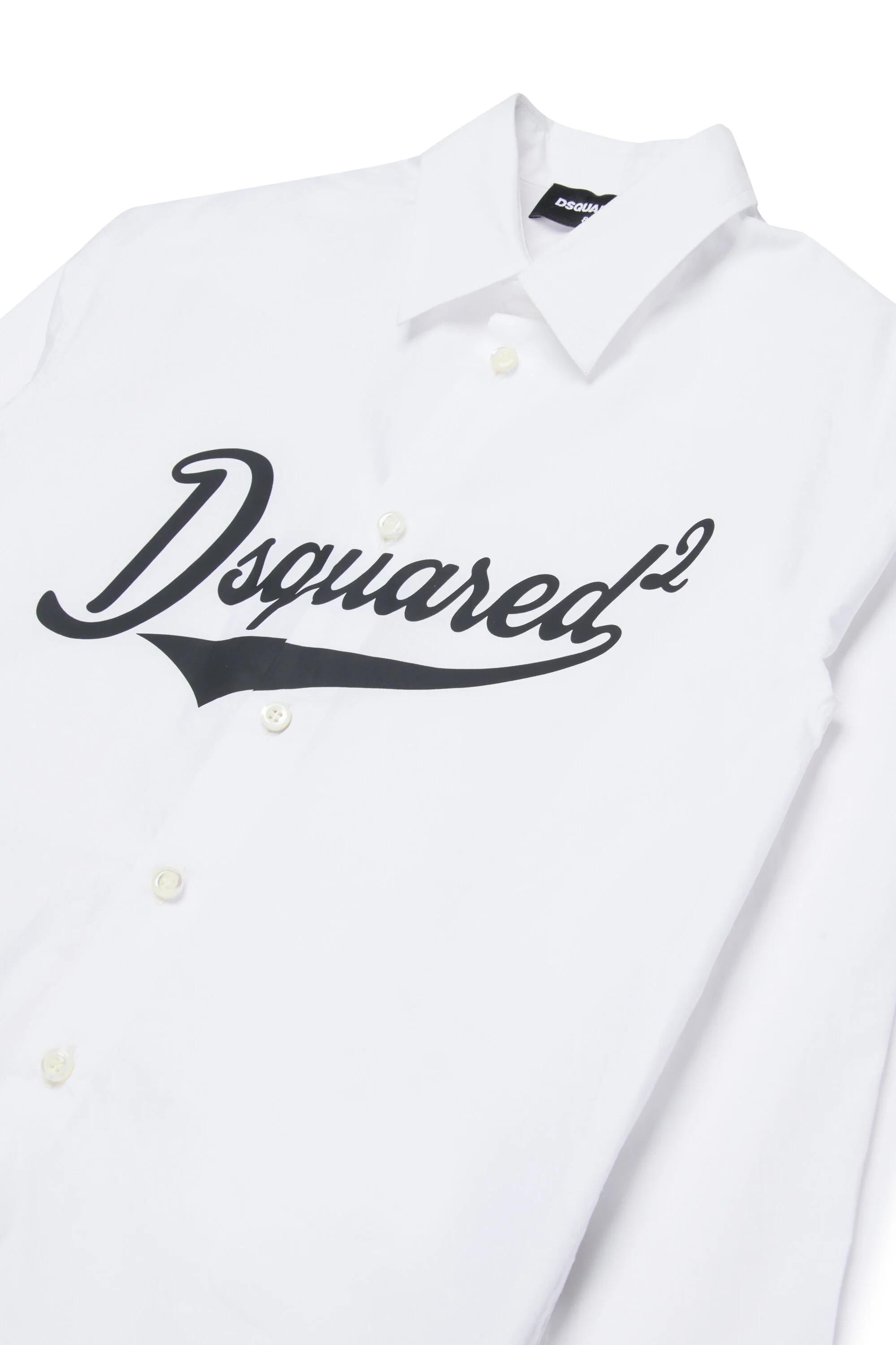 DSQUARED2<BR/>Cmicia a maniche lunghe con logo bianca DQ3225-D007D DQ100 DSQUARED KID 