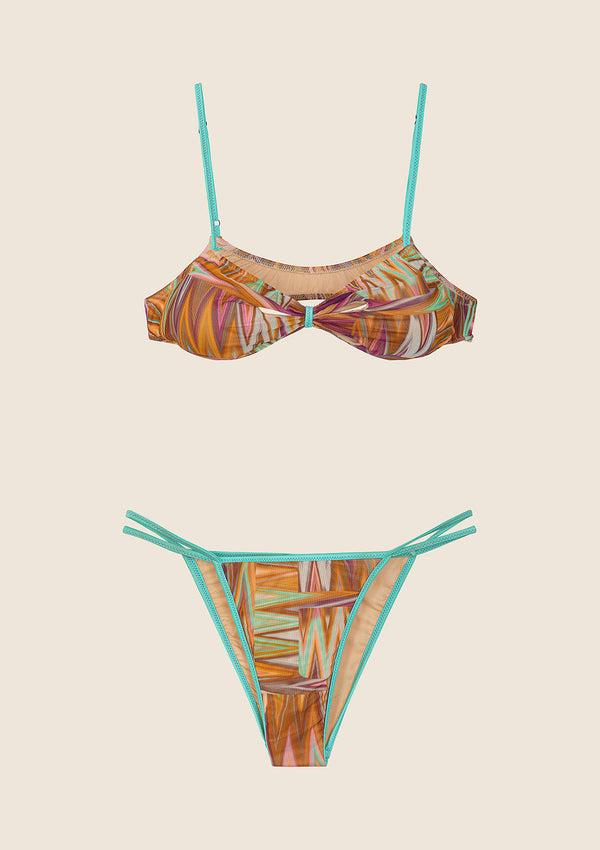 Bikini Donna F**K Top con Slip Fisso Fantasia 0901-X07