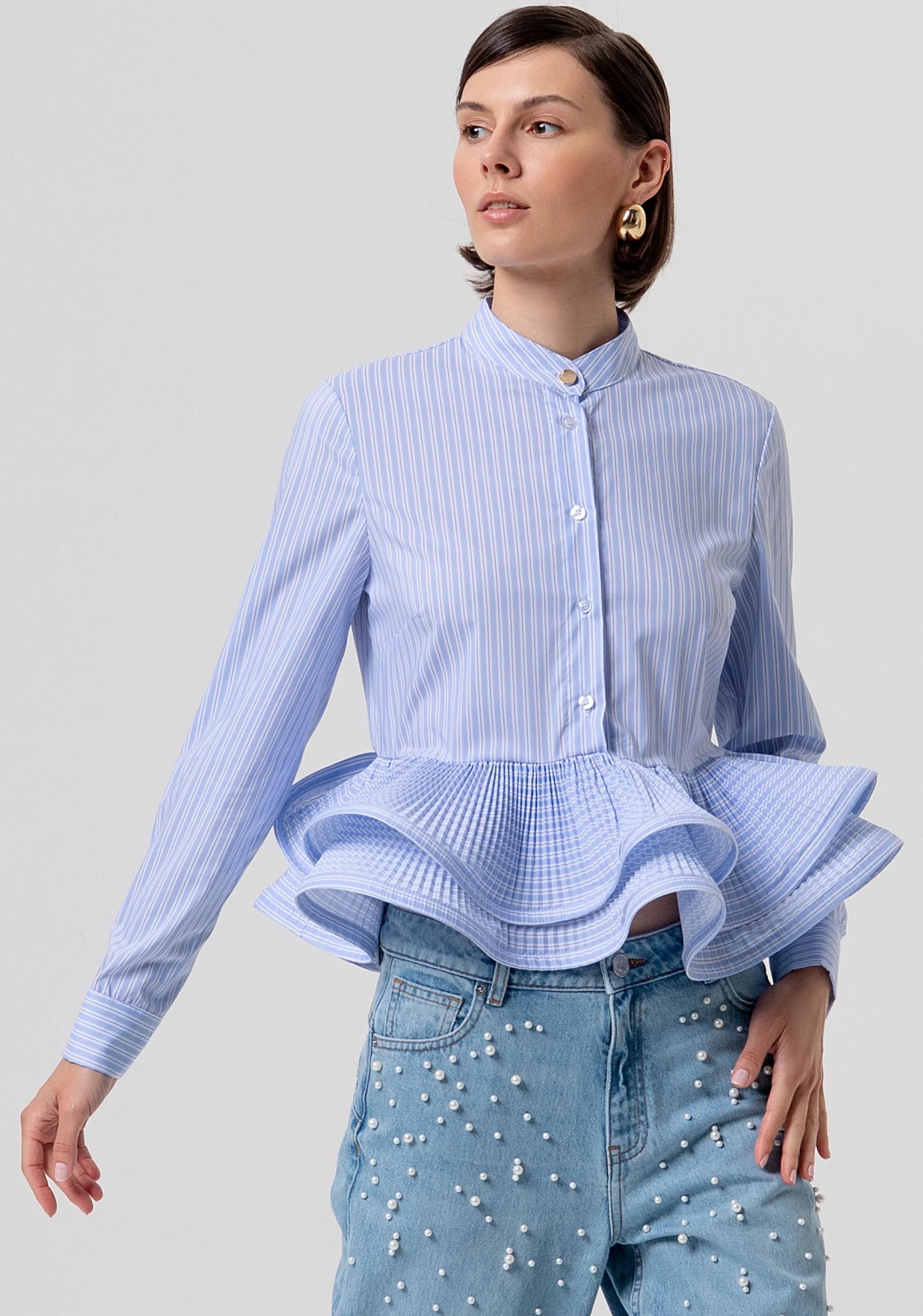Camicia regular in popeline a righe whitelightblue FR26ST6038W697N8 I24 FRACOMINA 