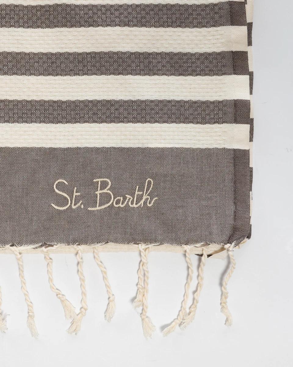 MC2 SAINT BARTH<BR/>Telo da Mare in Cotone a Righe Marrone FOUT012 07688L MC2 SAINT BARTH 