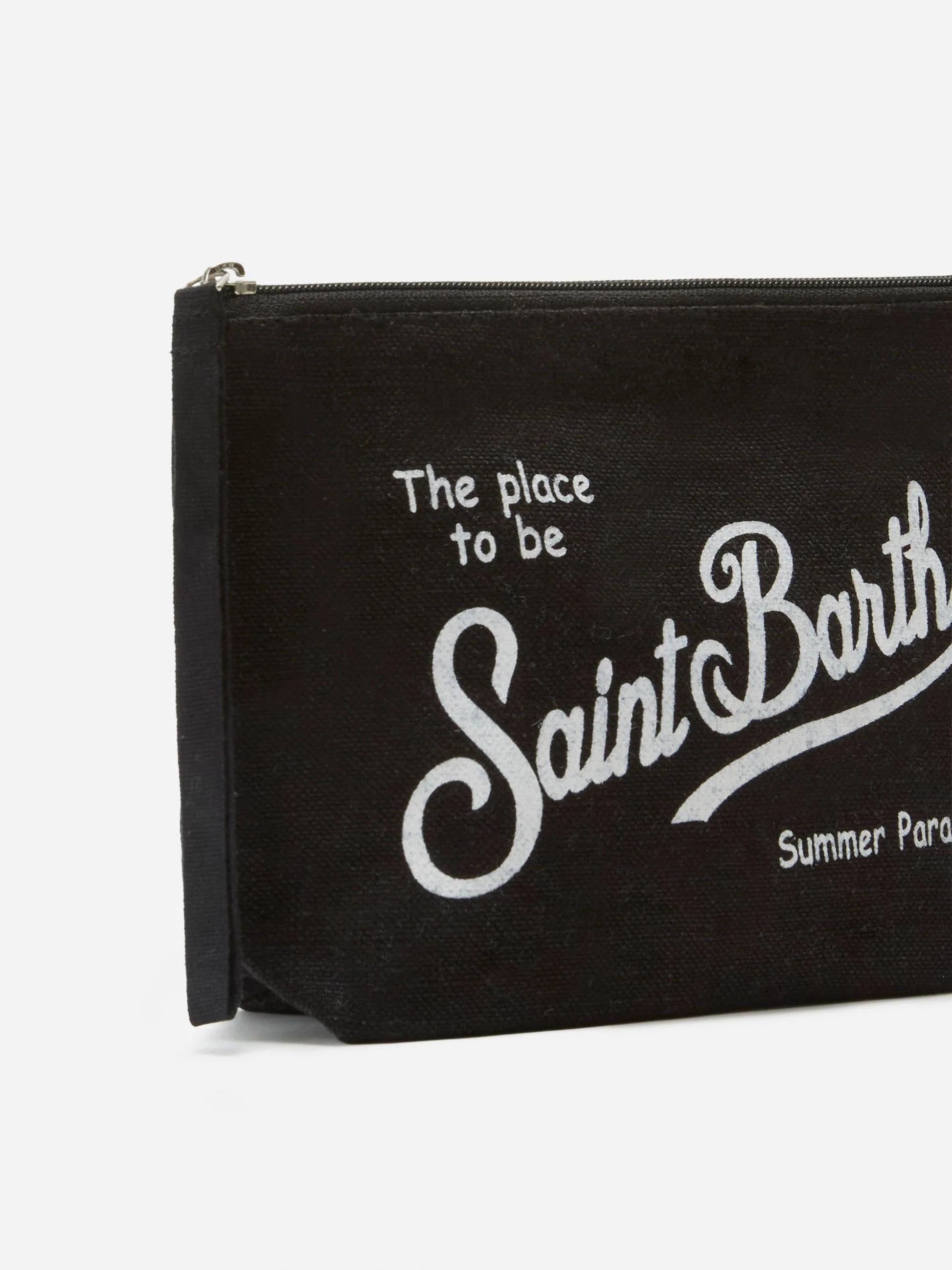 Pochette Aline in lino nero tinta unita ALI0004 01137L MC2 SAINT BARTH 