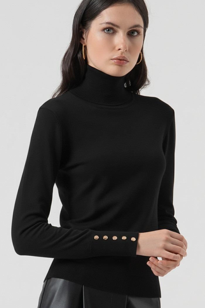 Fracomina Maglia regular con collo alto black FR25WT7001K42101 053 FRACOMINA 