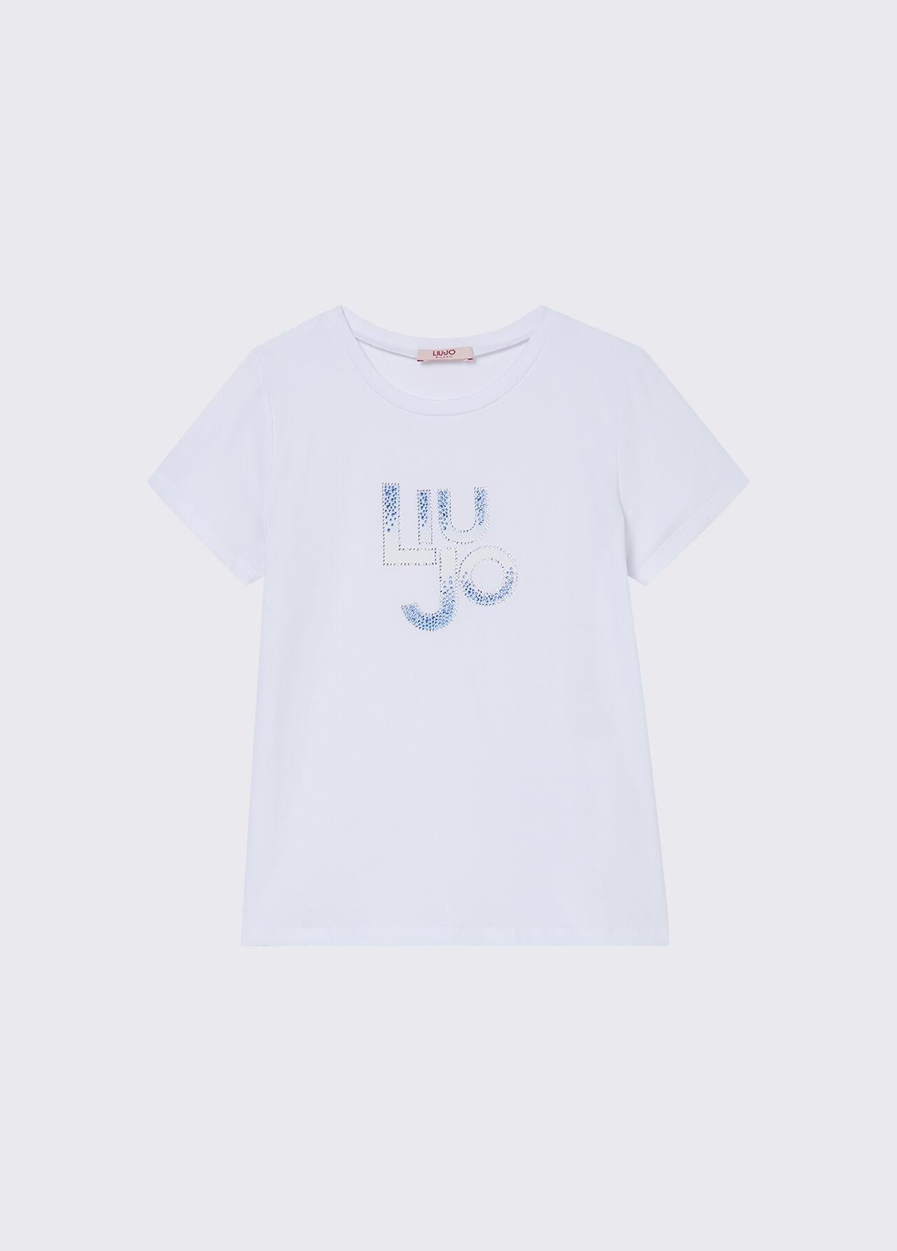 LIU-JO T-shirt con logo e strass White GA6167JS003 10601 LIU-JO 