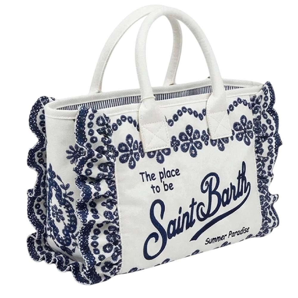 Mc2 Saint Barth Borsa Colette In Sangallo Bianco Con Volant COL0027/02534L COL0027 02534L MC2 SAINT BARTH 