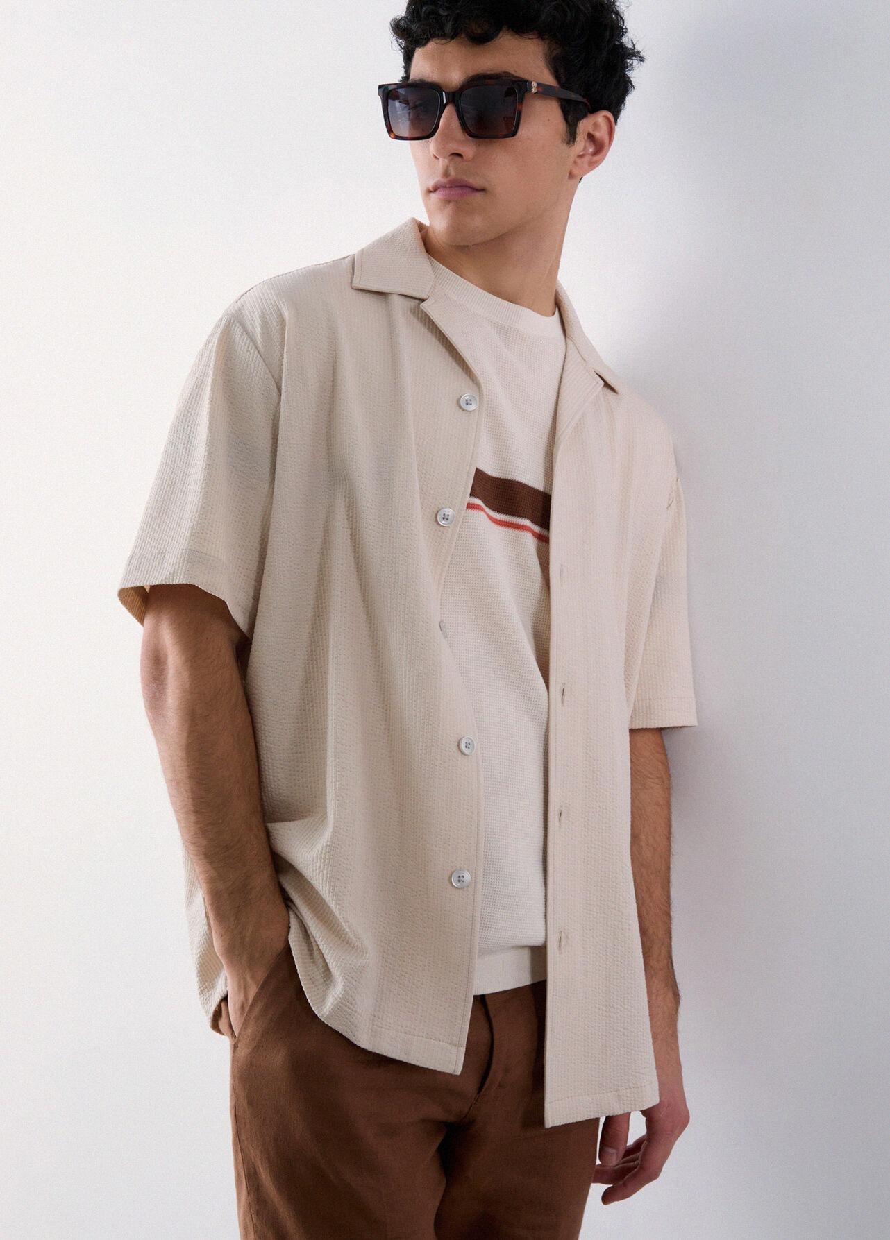 Liu-jo Camicia in seersucker beige QA6268T452A 20601 LIU-JO 