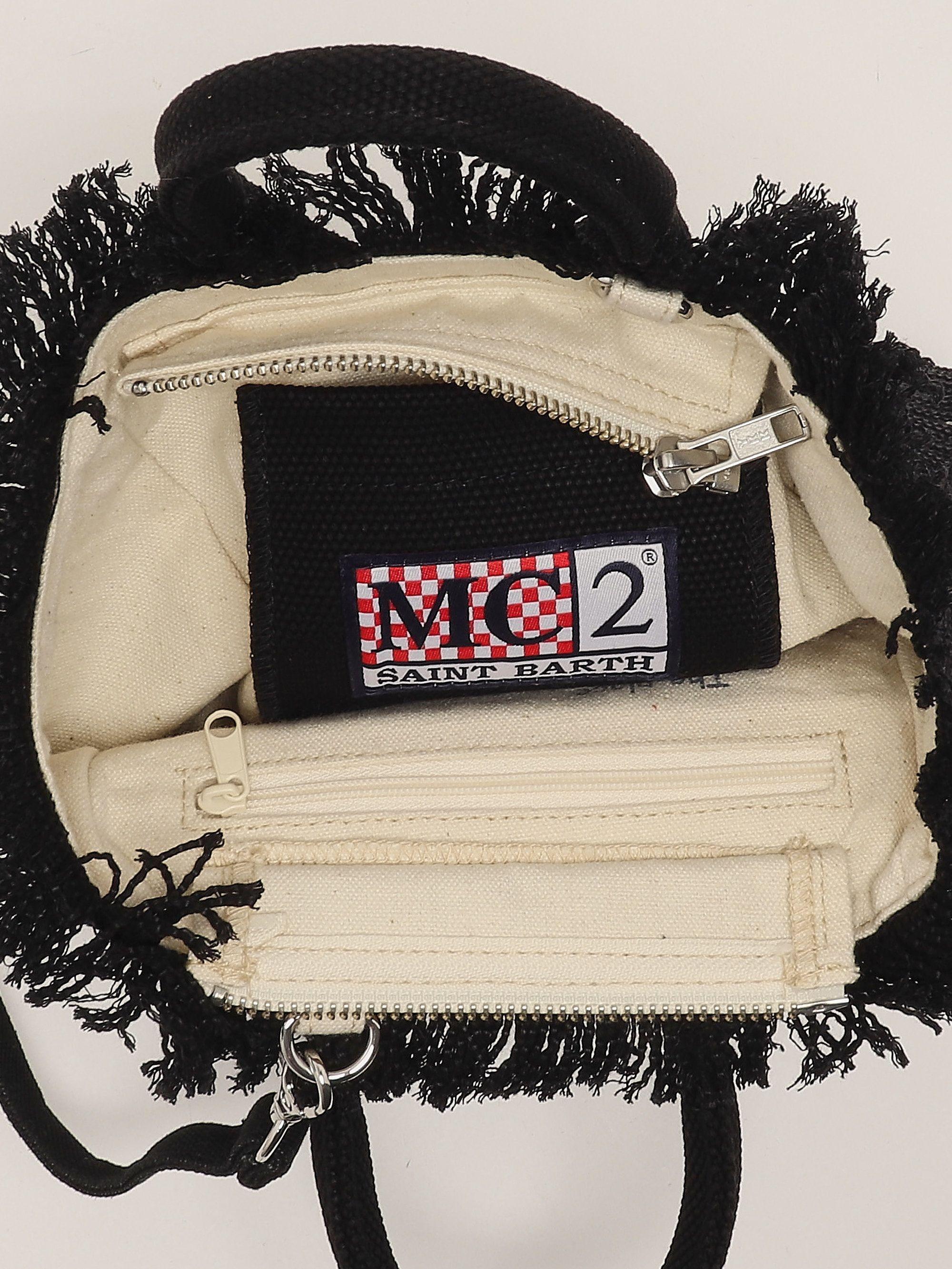 Mc2 saint barth Borsa Vanity Mini Nera con Logo Strass Argento VAMI001 02563L MC2 SAINT BARTH 