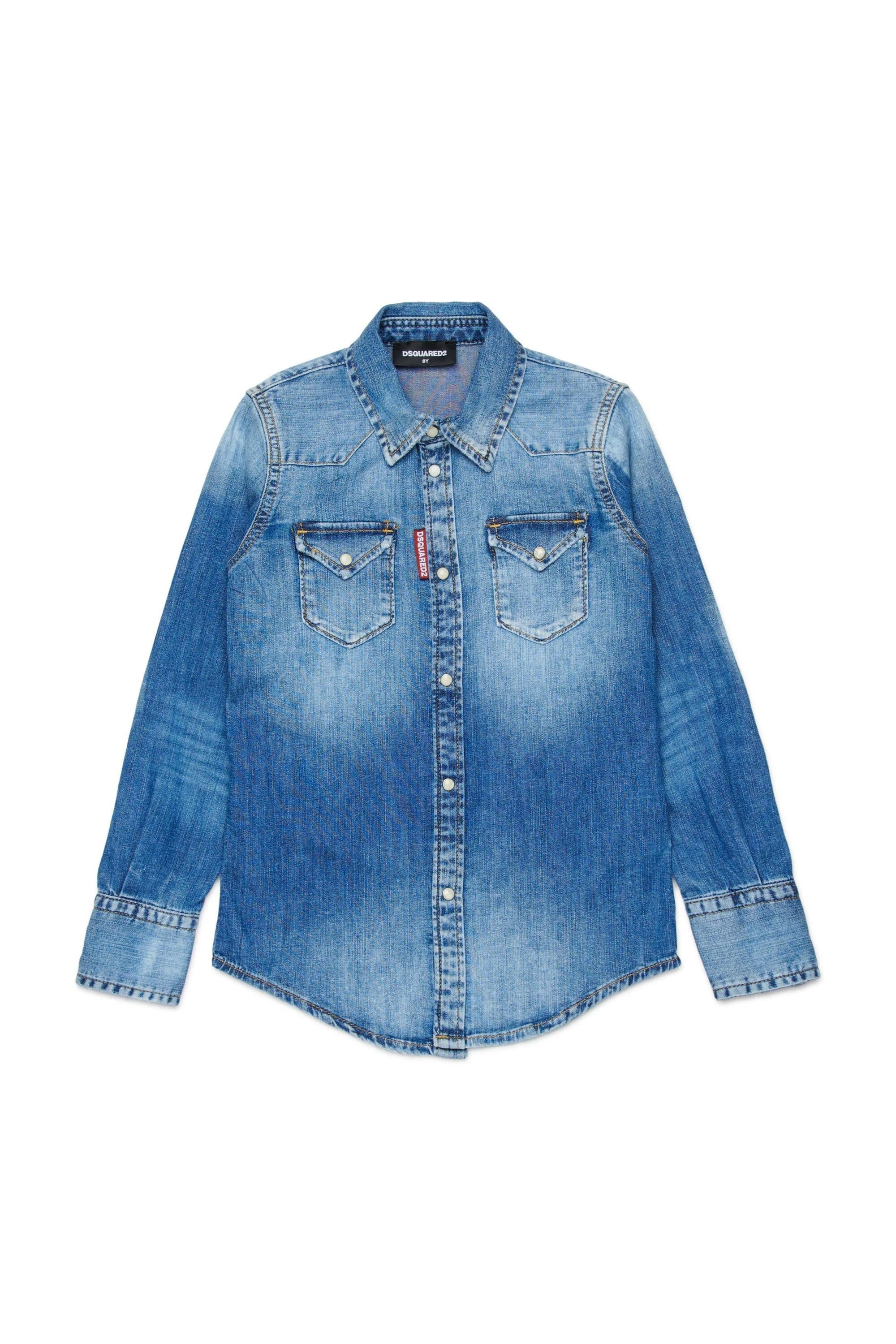 DSQUARED2<BR/>Camicia in denim con logo blu denim DQ2887-D0AFP DQ01 DSQUARED KID 