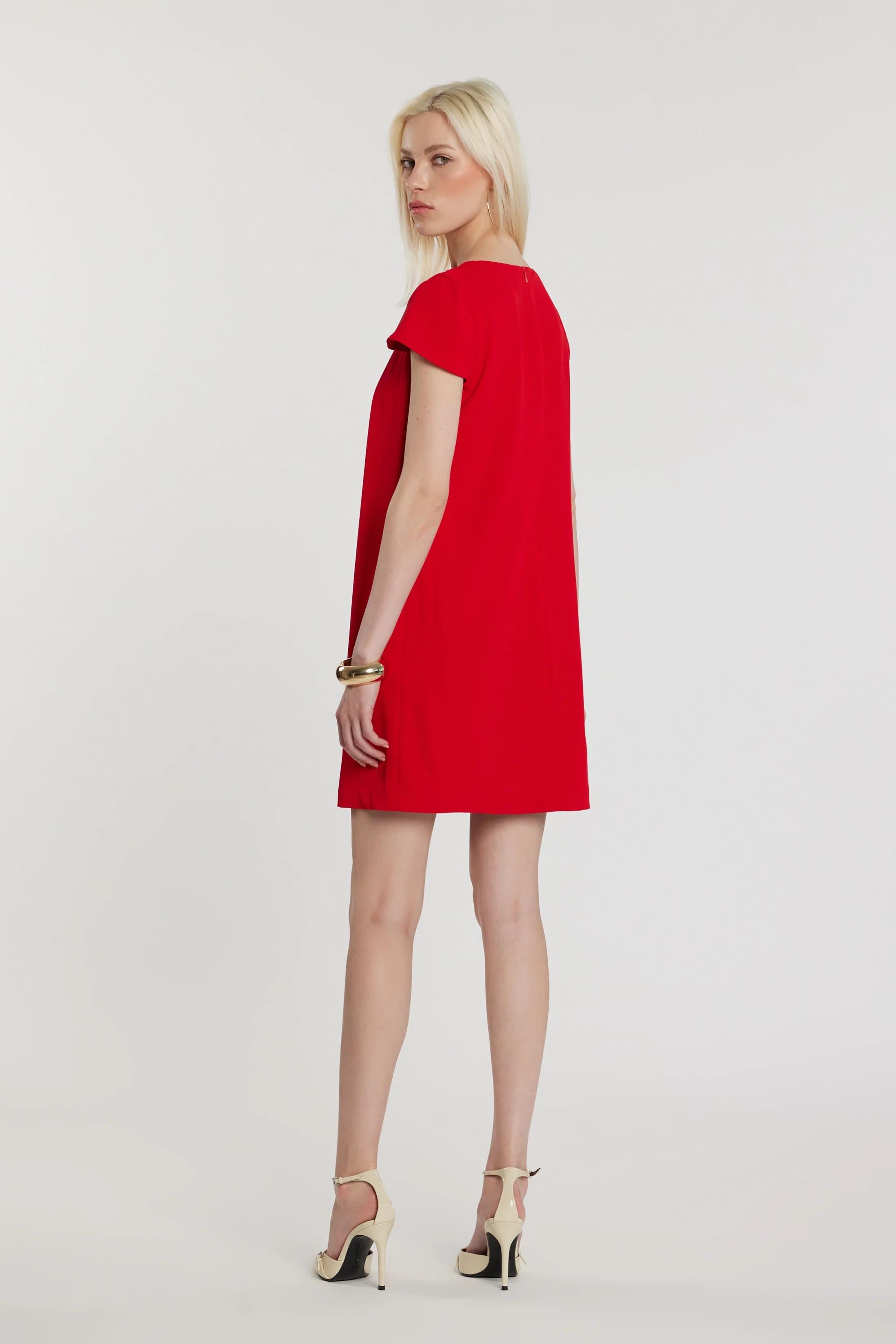 RELISH Abito STEPHANE corto maniche lunghe scollo a V con passante logo più pieghe FLARE SCARLETT RDP2609006012 1548 RELISH 