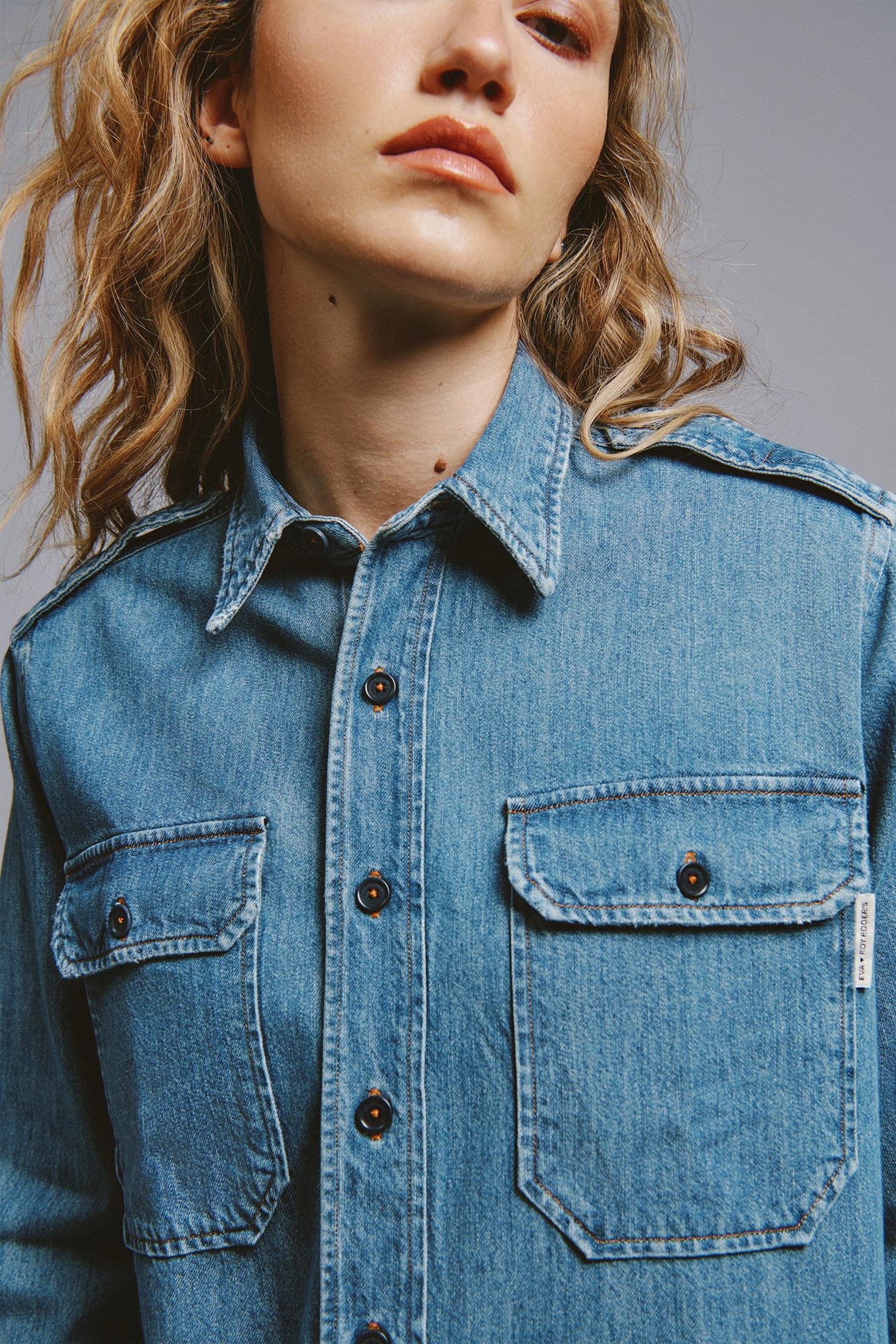 EVA X ROY ROGER'S - CAMICIA MILITARY IN DENIM RND90353D7482876 C0999 ROY ROGER'S 