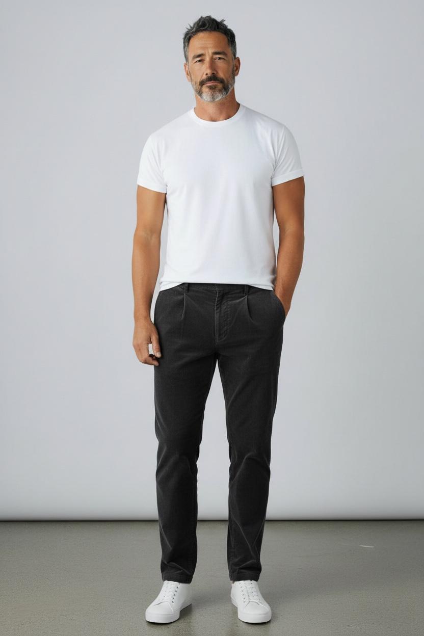 Michael Coal pantalone coulisse mc-denny/2741 velluto millerighe con pence navy MCDEN2741F25 016 MICHAEL COAL 