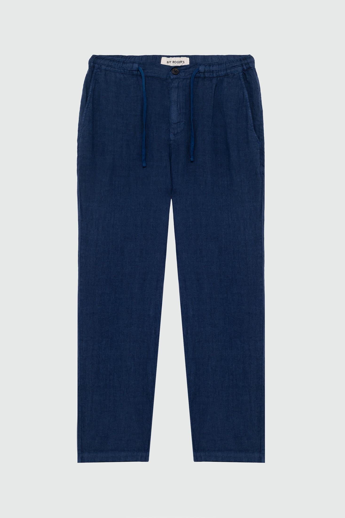 Pantalone portofino heavy linen dyed Blue Navy RRU90301P4230569 C0048 ROY ROGER'S 