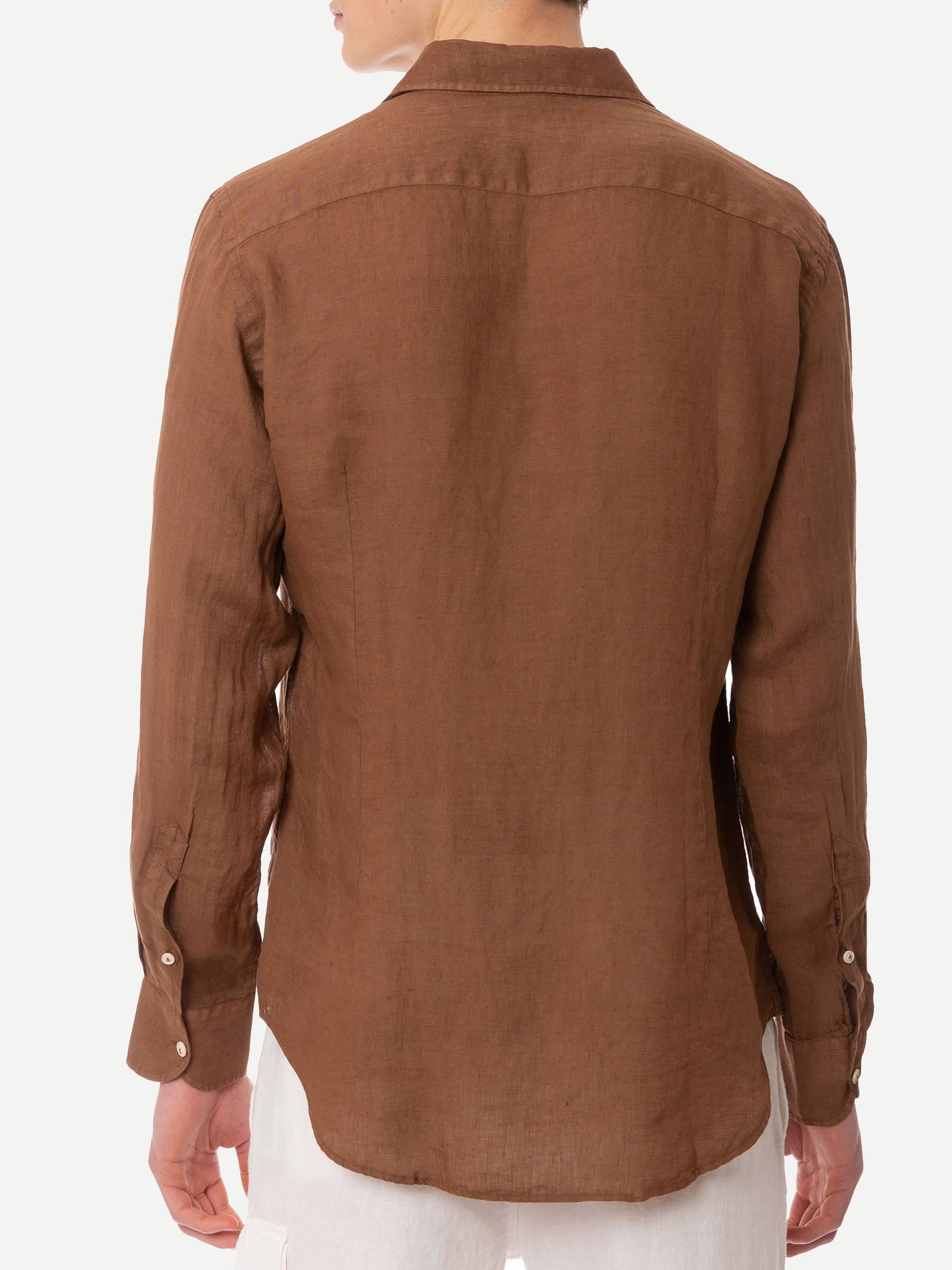 Camicia Pamplona In Lino Marrone PAMP001 00320H MC2 SAINT BARTH 