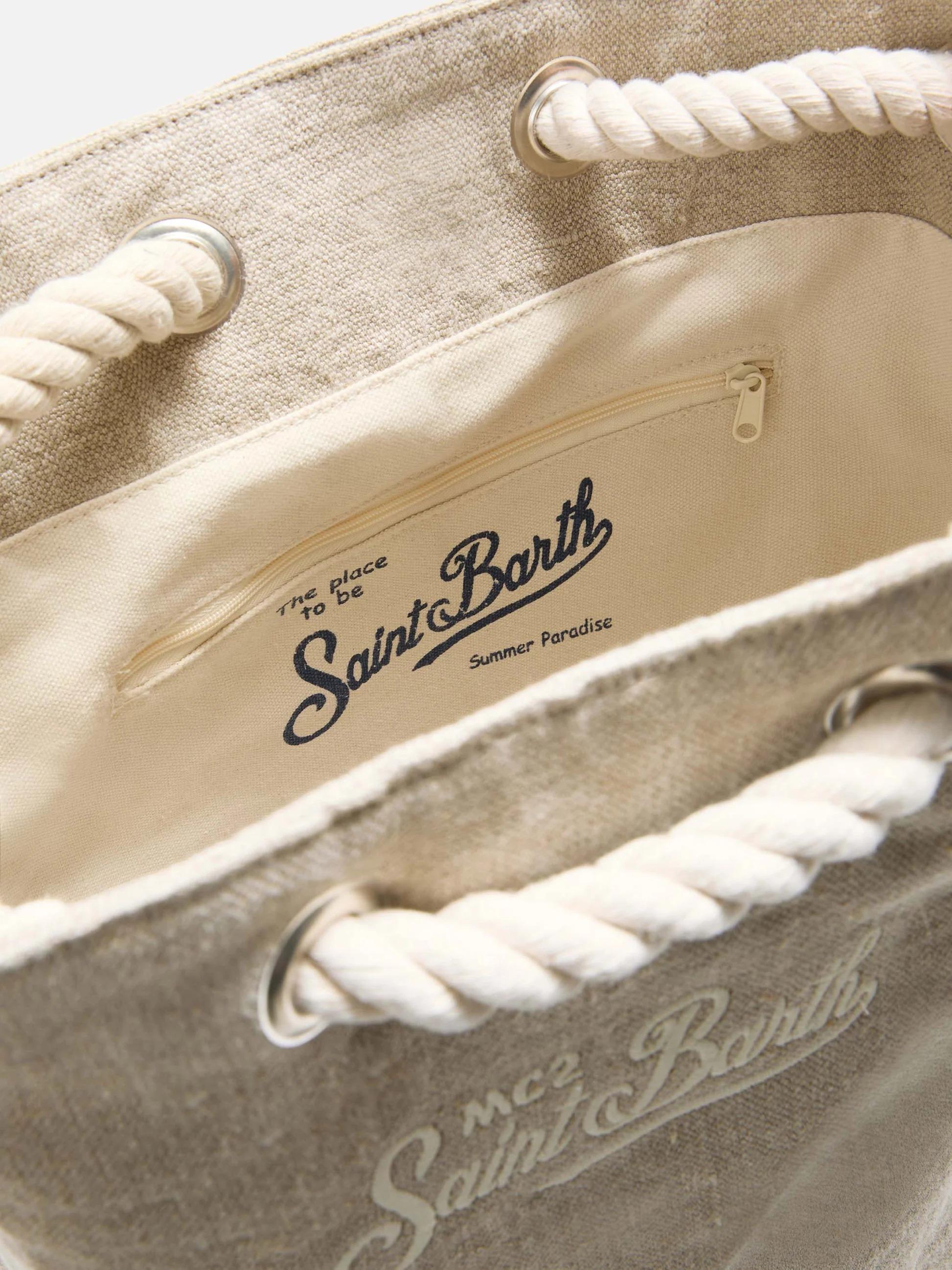 Zaino Boat in lino beige con logo stampato BOBP002 01247L MC2 SAINT BARTH 