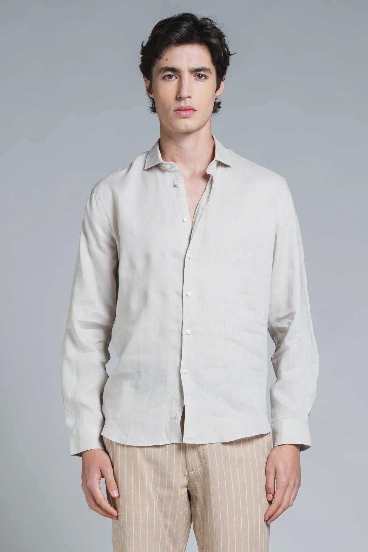 RILEY SHIRT COLLAR FRENCH IN 100% LINEN ECRU' IM26SSSM-RILEY-LIN C56 IMPURE 