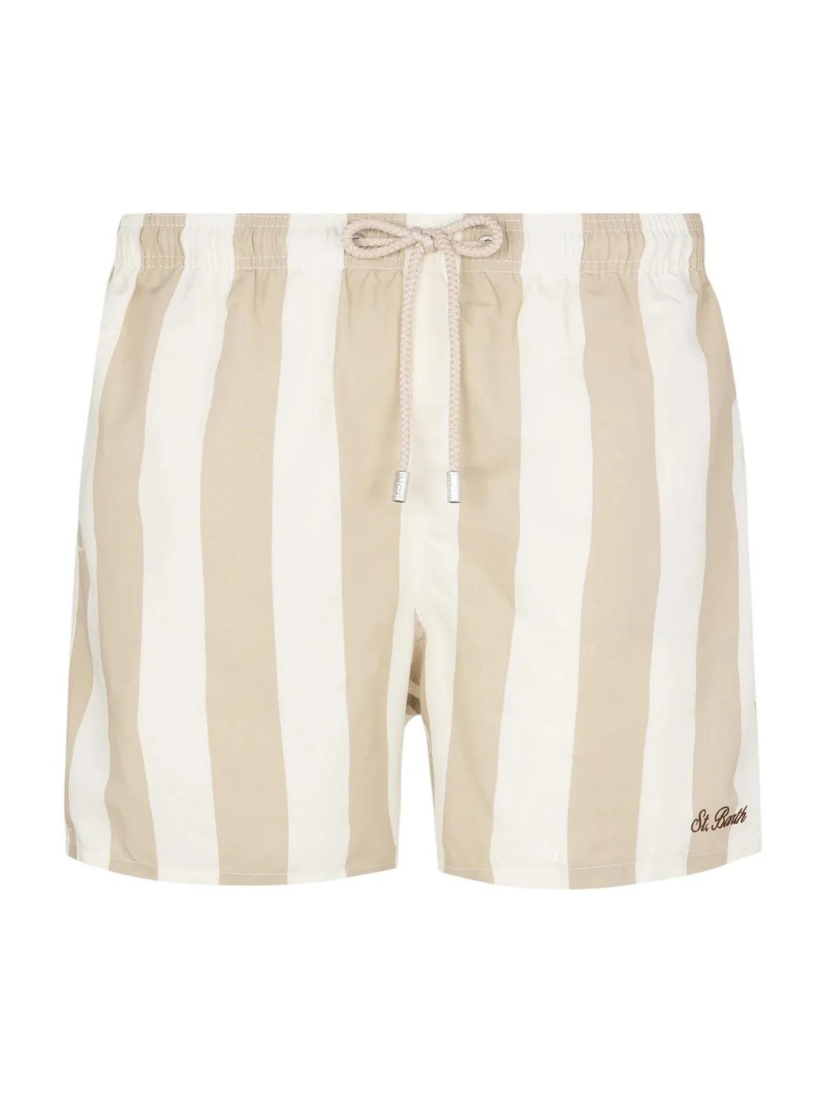 Costume mare lunghezza media Syros a righe con ricamo St. Barth SYR0001 04060L MC2 SAINT BARTH 