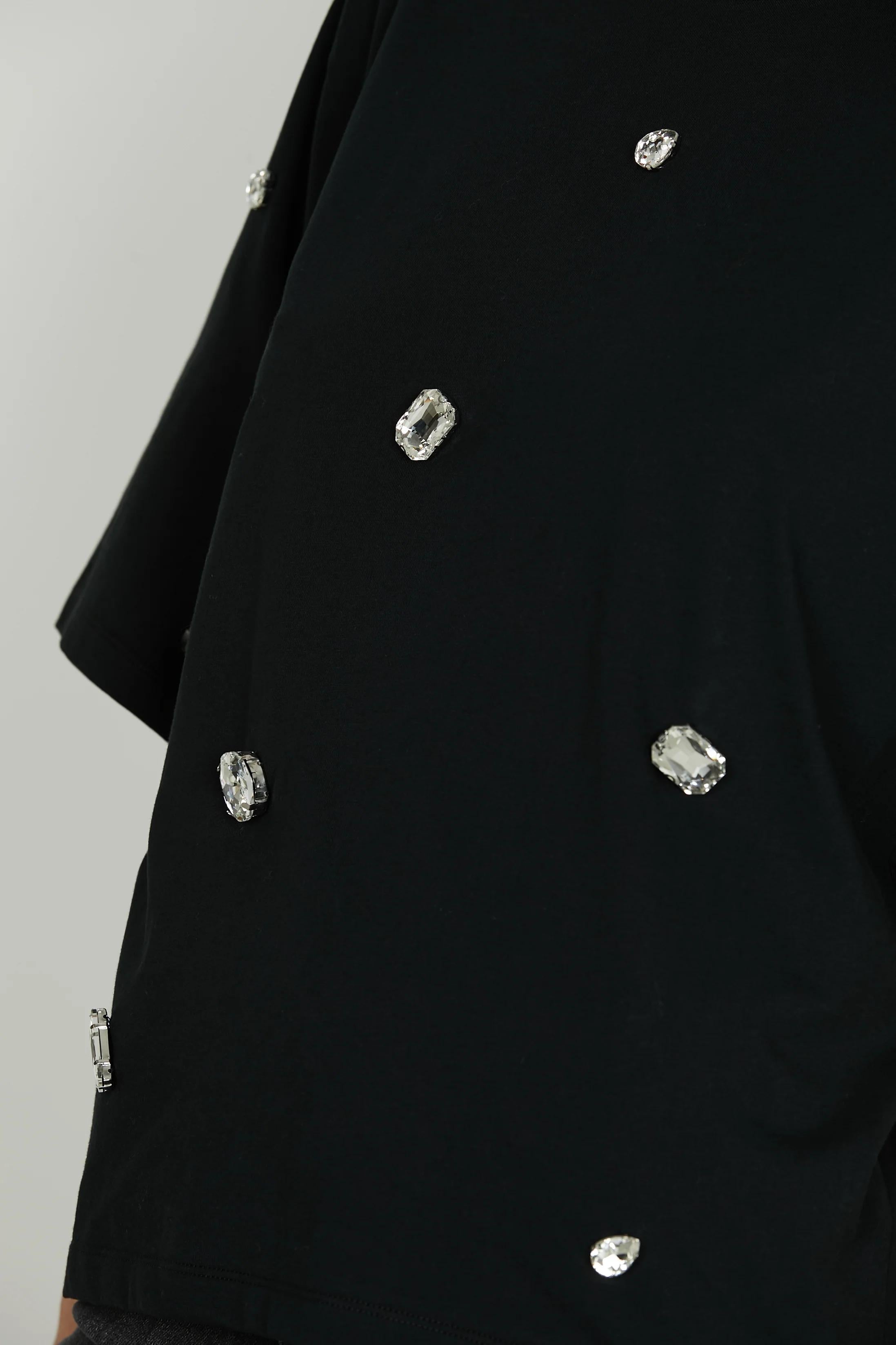 Relish T-shirt ROMOALD mezza manica con pietre strass black RDA250133011 BLACK RELISH 