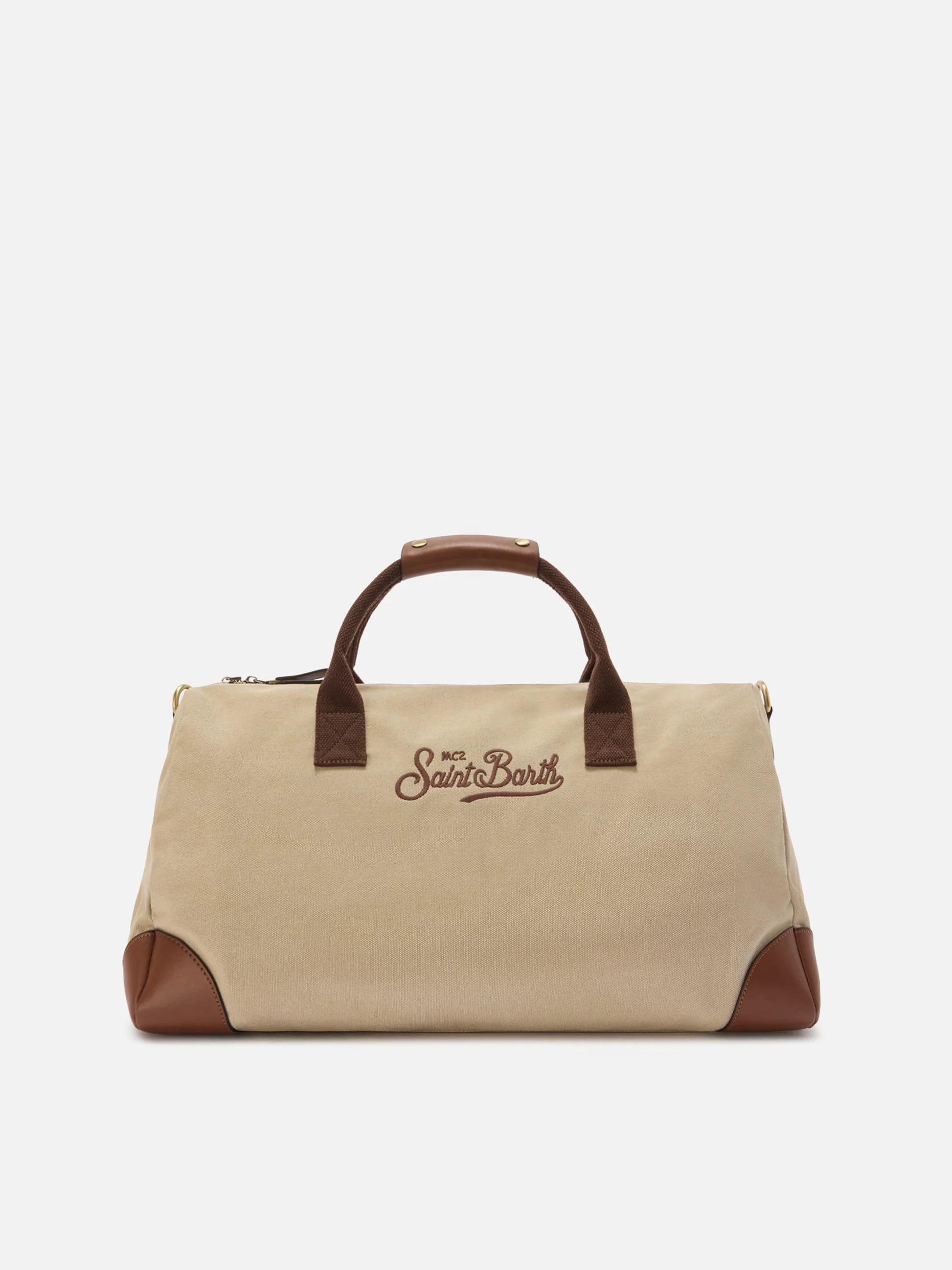 Borsone Daily in misto cotone beige con logo ricamato DALB001 00368L MC2 SAINT BARTH 