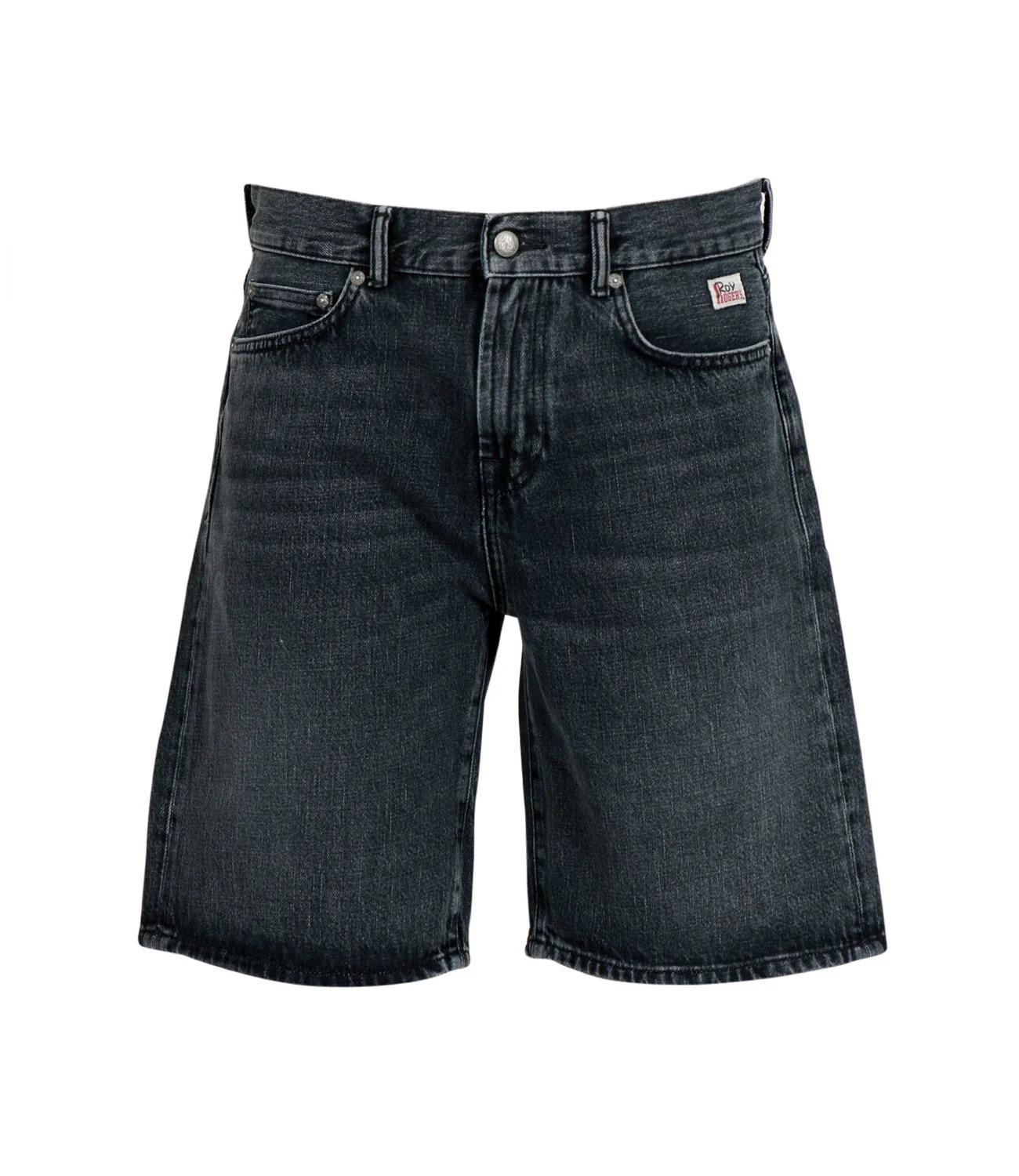 Roy Roger's Bermuda cult wide re-serch denim black dalt villa RSC010N1263182 C0998 ROY ROGER'S 